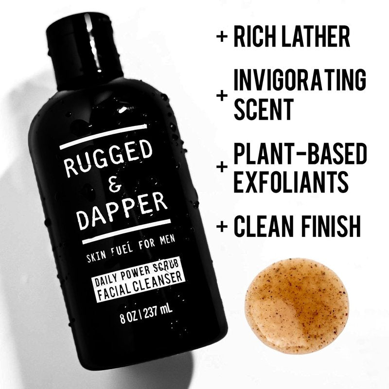 RUGGED & DAPPER Face Wash for Men | Daily Exfoliating Mens Face Wash & Scrub | Deep Cleans Oily, Rough & Breakout-Prone Skin