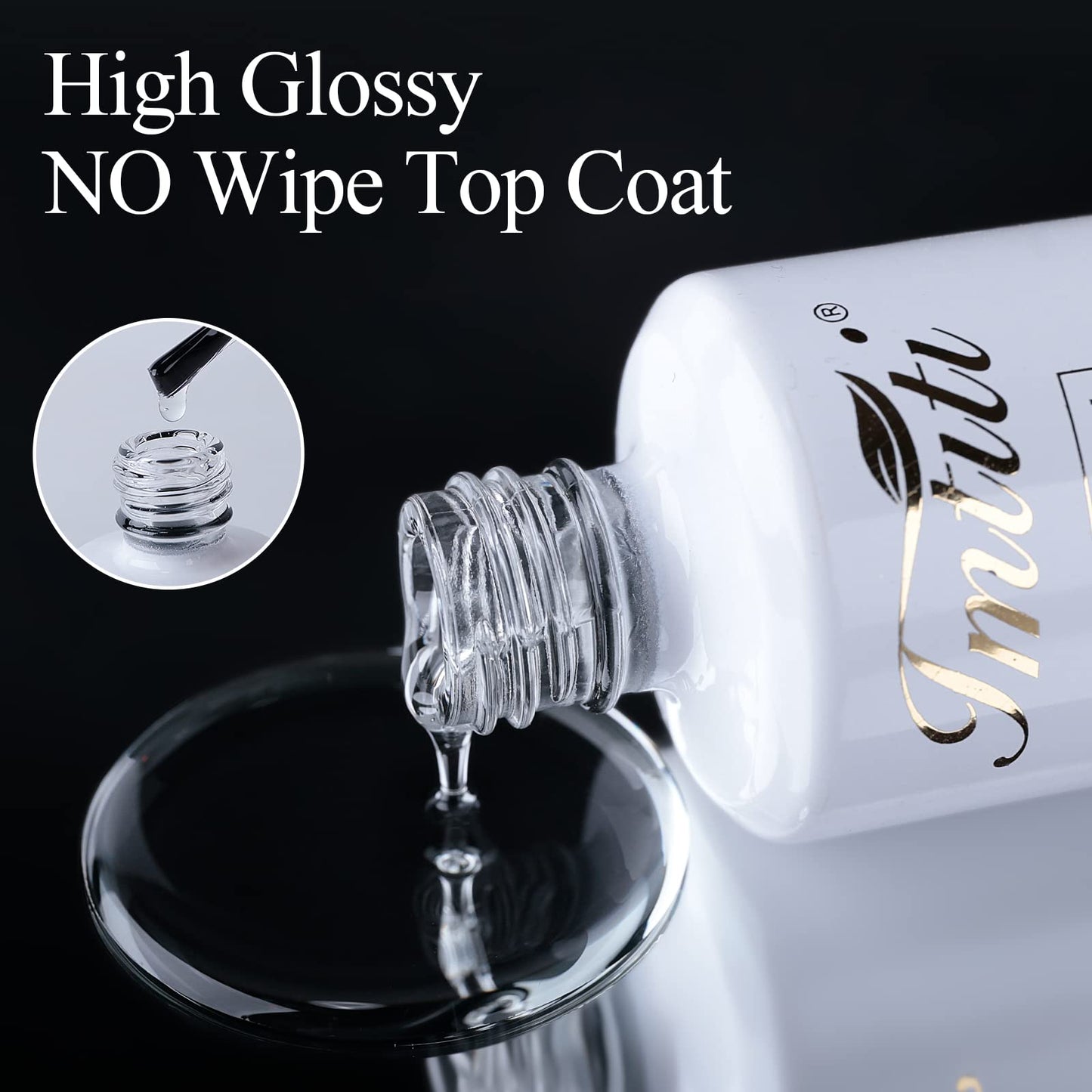 Imtiti No Wipe Gel Top Coat - High Shine, Long Lasting & Chip Resistant Clear Gel Nail Polish (0.54Fl.oz)