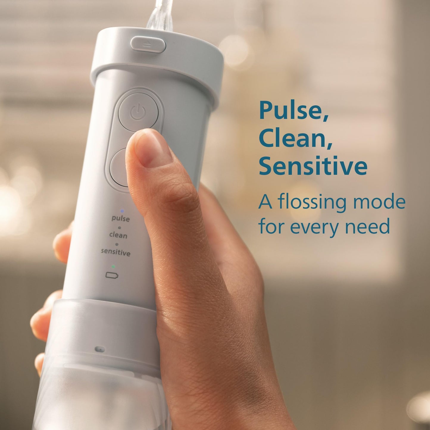 Philips Sonicare Compact Flosser 1000, Portable Water Flosser with 3 Flossing Modes, IPX7 Waterproof Oral Irrigator, Travel Friendly