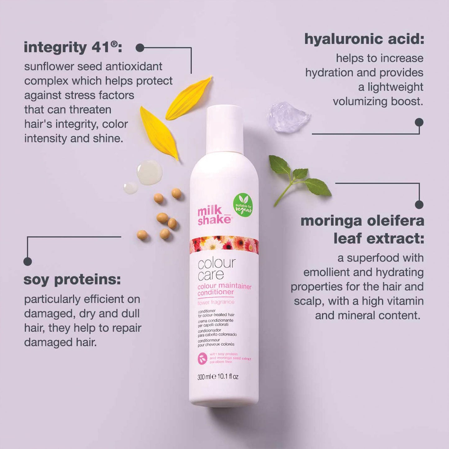 milk_shake color maintainer conditioner – flower fragrance | vegan care for color-treated hair | hydrates, softens & protects with soy proteins & hyaluronic acid, 33.8 fl oz / 1000 mL