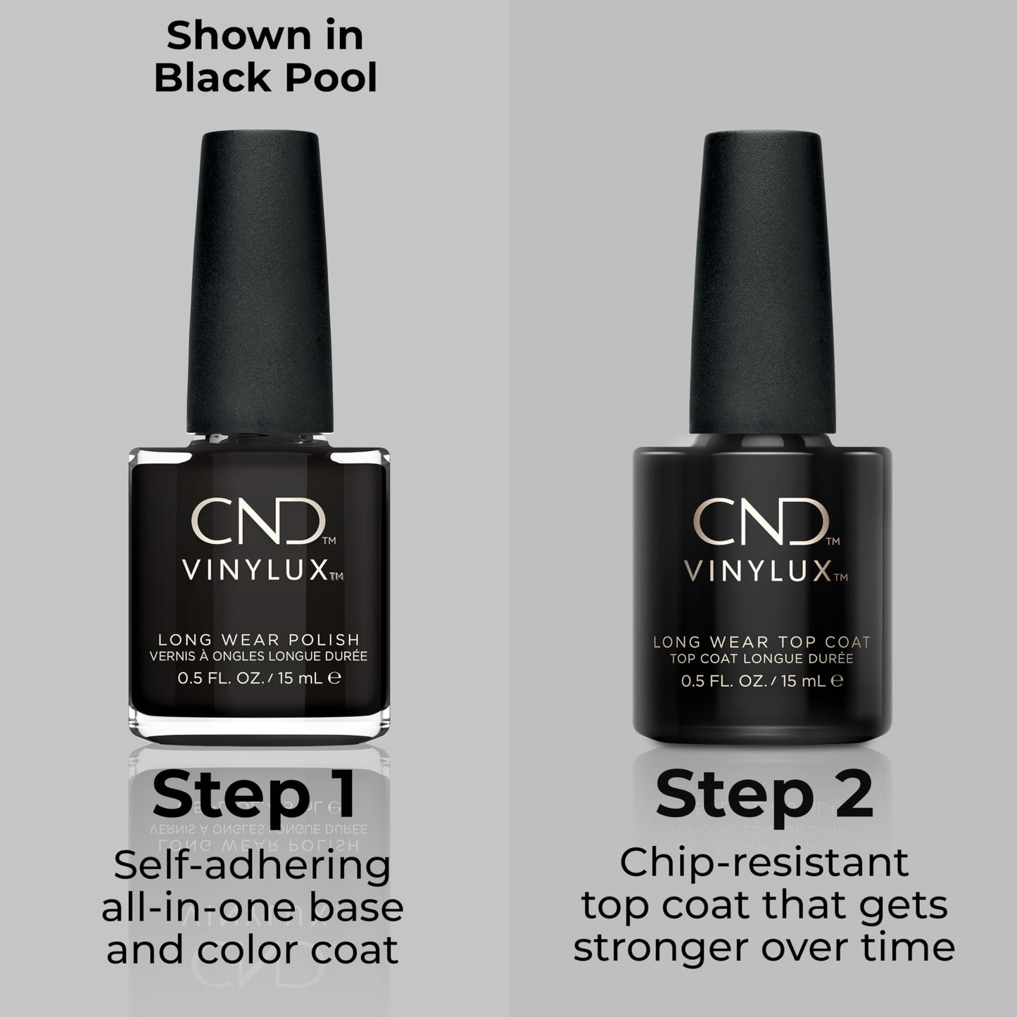 CND Vinylux Longwear Black Nail Polish, Gel-like Shine & Chip Resistant Color, Black Pool, 0.5 fl. oz