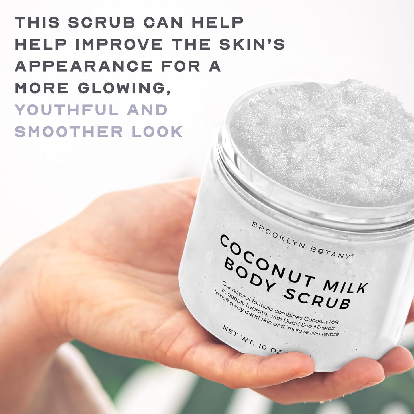 Coconut Milk Body Scrub - Moisturizing Exfoliating Scrub for Body, Face, Hands & Feet - 10 oz | Fights Stretch Marks & Fine Lines