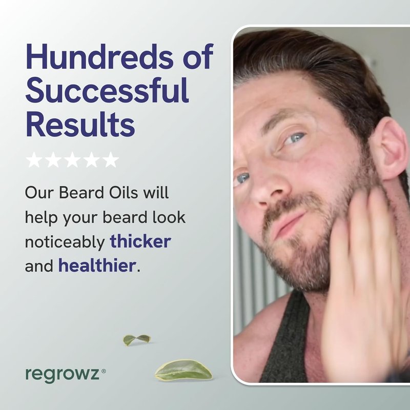 Regrowz Beard Growth Oil for Men - Natural Moisturizer with Coconut & Jojoba Oil | 1 Fl Oz, Pack of 3