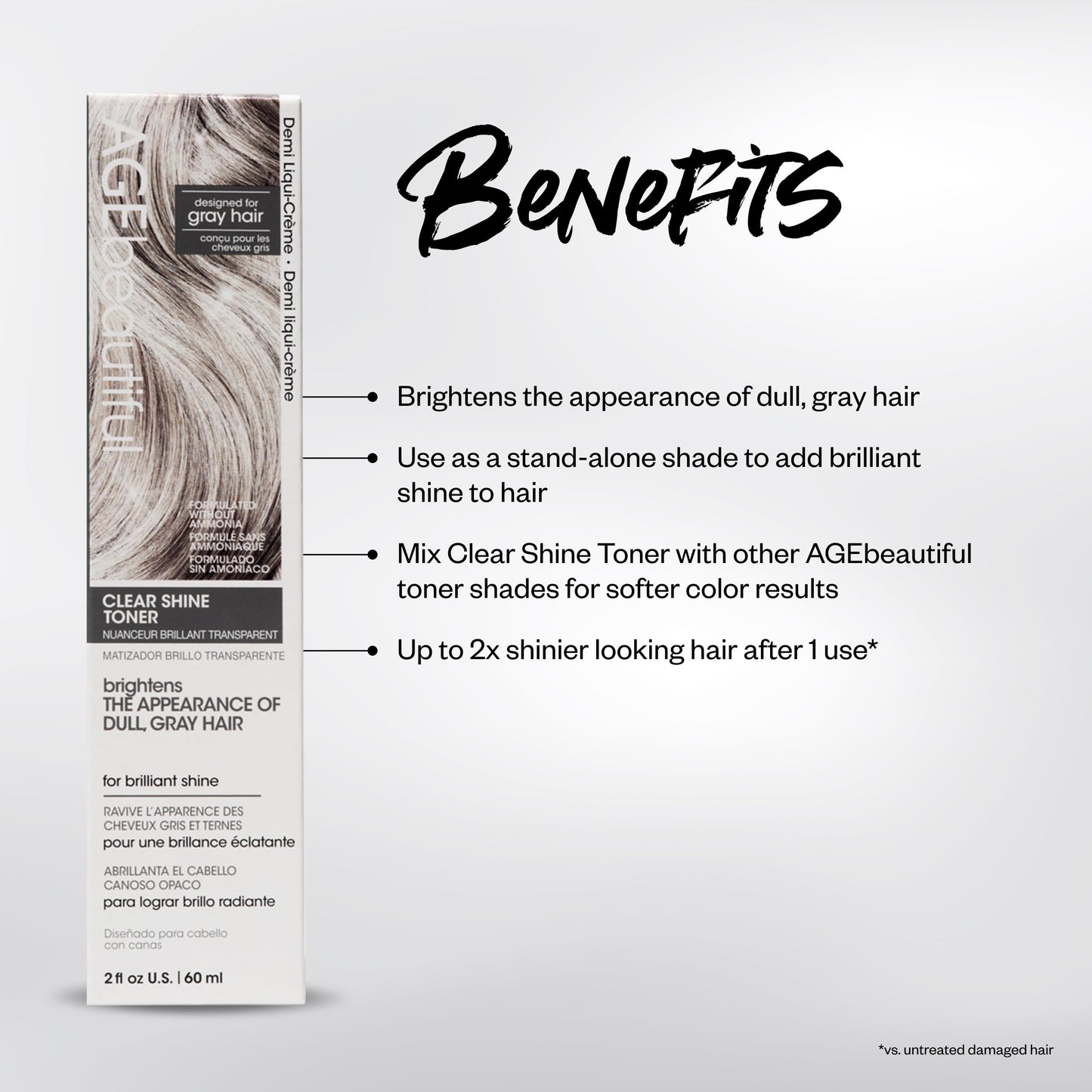 AGE beautiful Hair Toner for Gray Hair, 5-Minute Demi Cream Toner, Neutralizes Yellow Tones, Blends & Enhances Soft Gray, Ammonia-Free Professional Color for Shine