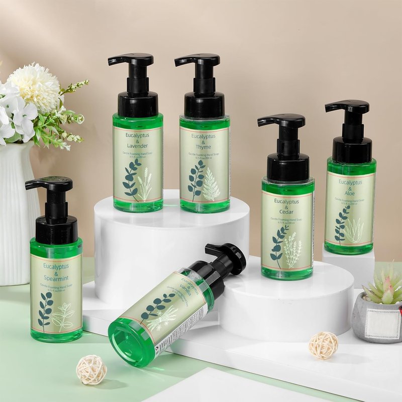Eucalyptus Foaming Hand Soap - 6 Pack Moisturizing Liquid Foam | 8.75 Fl. Oz - Ideal for Kitchen & Bathroom