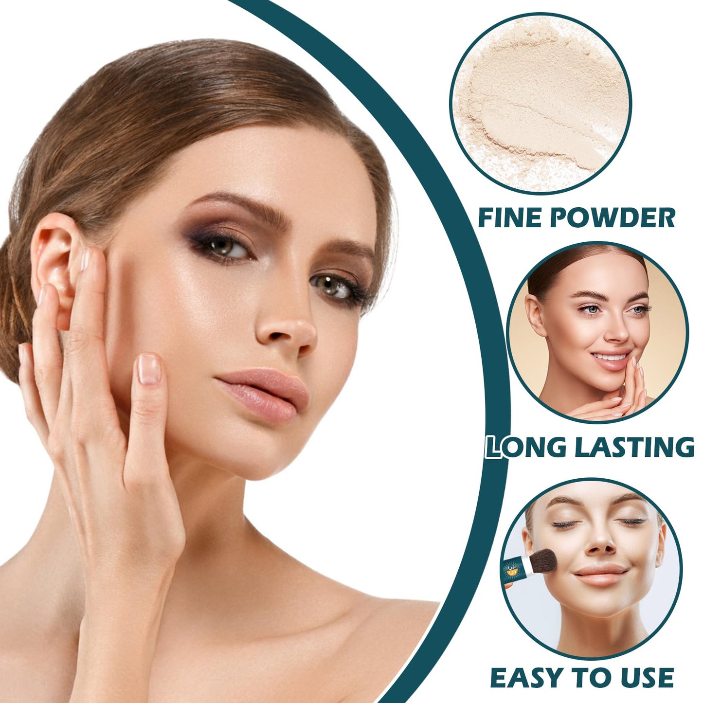 QIUFSSE 2PCS Mineral Sunscreen Powder SPF Powder for Face - 01 Translucent