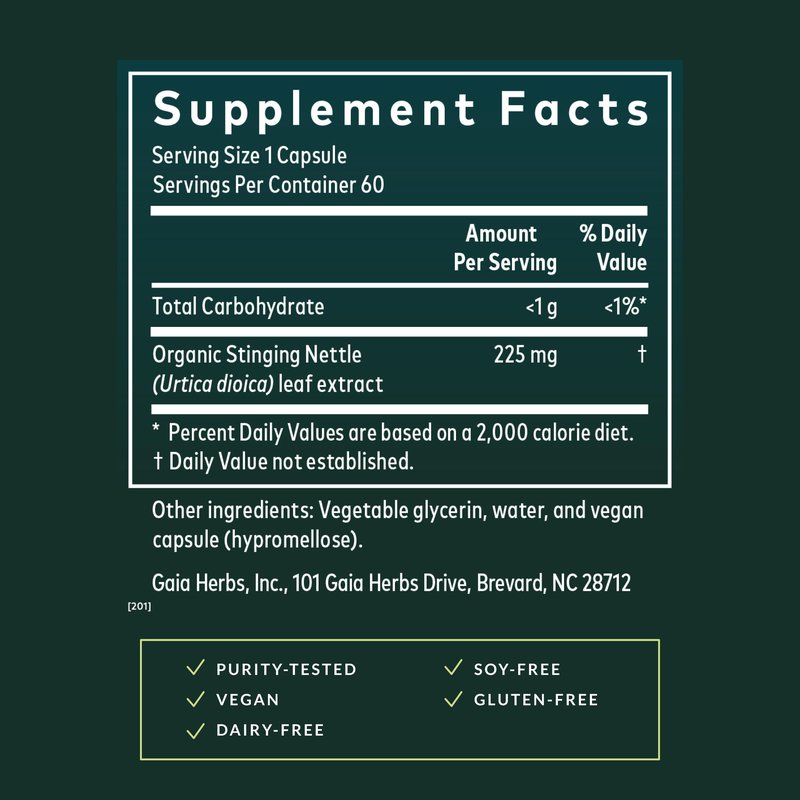 Gaia Herbs Nettle Leaf - Supplement with Stinging Nettle Leaf Extract Traditionally Used for Respiratory & Immune Support* - Vegan, Gluten-Free, Soy-Free - 60 Liquid Phyto-Caps (30 Servings)