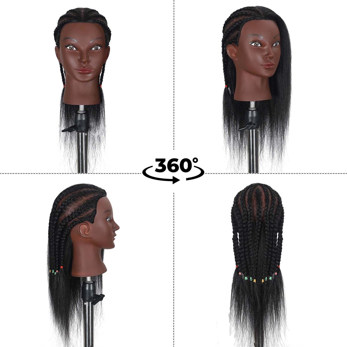 Mannequin Head Human Hair with 100% Real Hair Cosmetology Mannequin Doll Head for Hairdresser Practice Braiding Hairstyling with Free Table Clamp Stand (17 Inch)