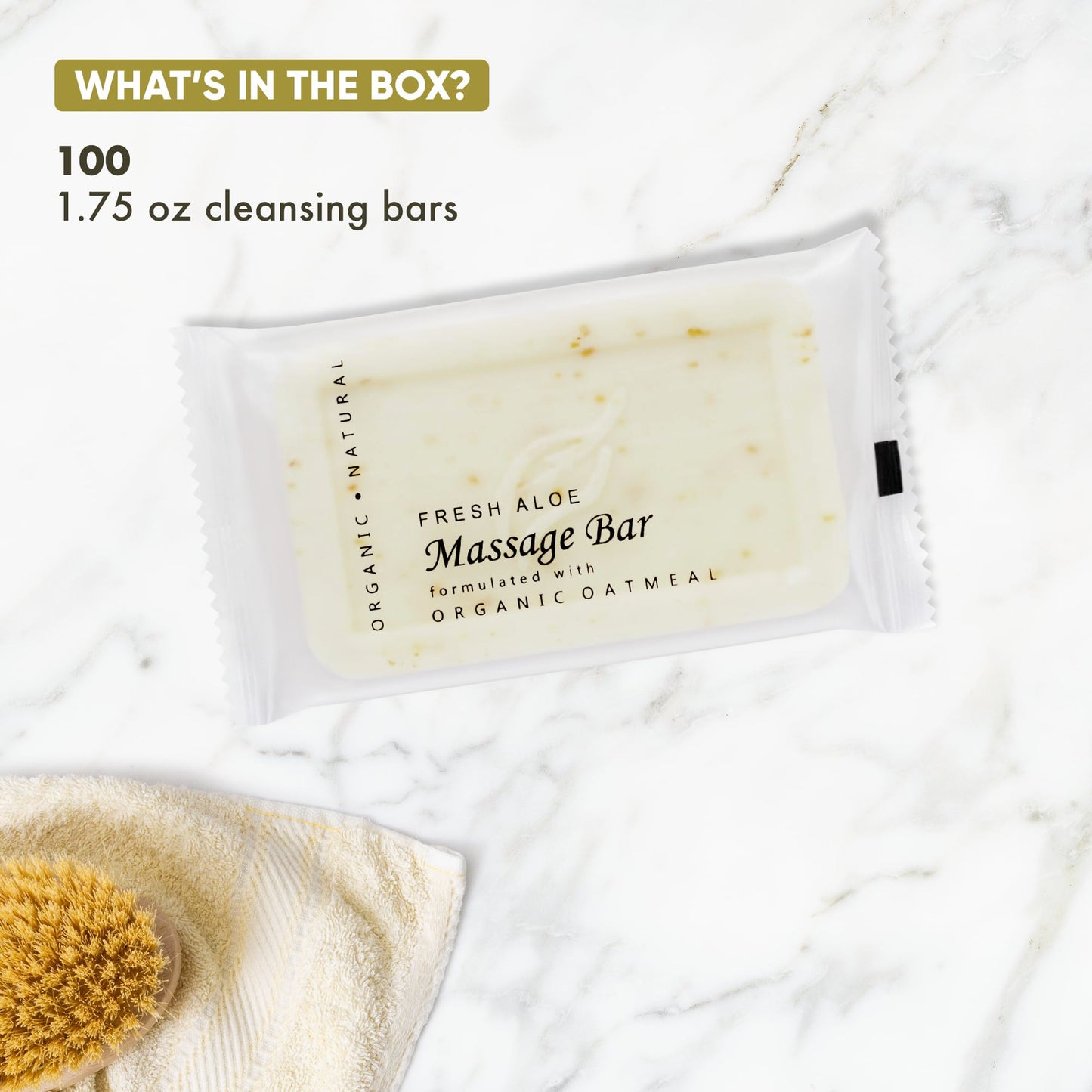 1-Shoppe All-in-Kit Diversified Hospitality Organic Oatmeal Massage Bar Soap, Travel Size Hotel Amenities, 1.75 oz (Case of 100)