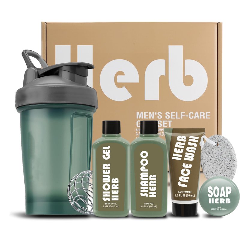 Body & Earth Gifts For Men 6Pcs Mens Body Wash Sets With Fresh Herbal Scent Perfect Birthday Gifts For Men Boyfriend With Sport Water Bottle Christmas