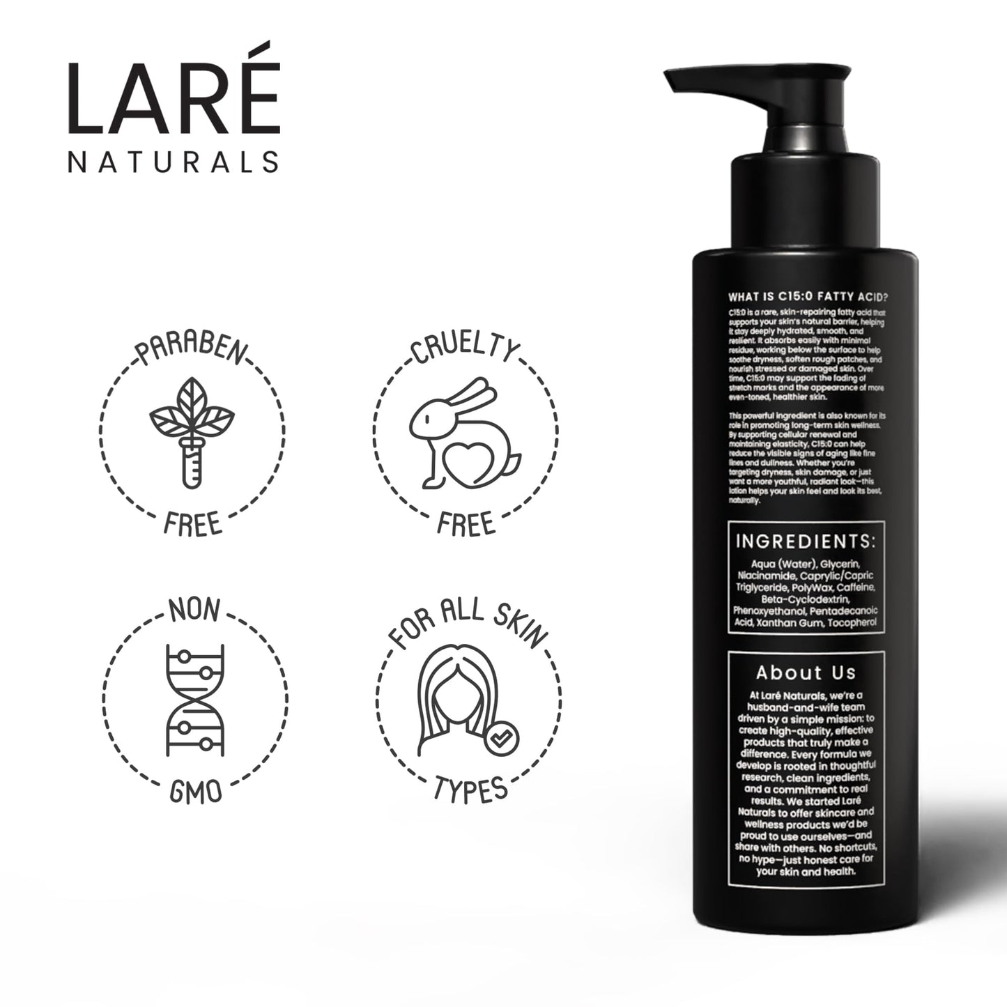 C15:0 Pentadecanoic Acid Supplement Body Lotion - Skin Cellular Benefits - Body Moisturizer for Dry to Very Dry Skin - Vitamin B3 Lotion - 8 fl oz - Unscented