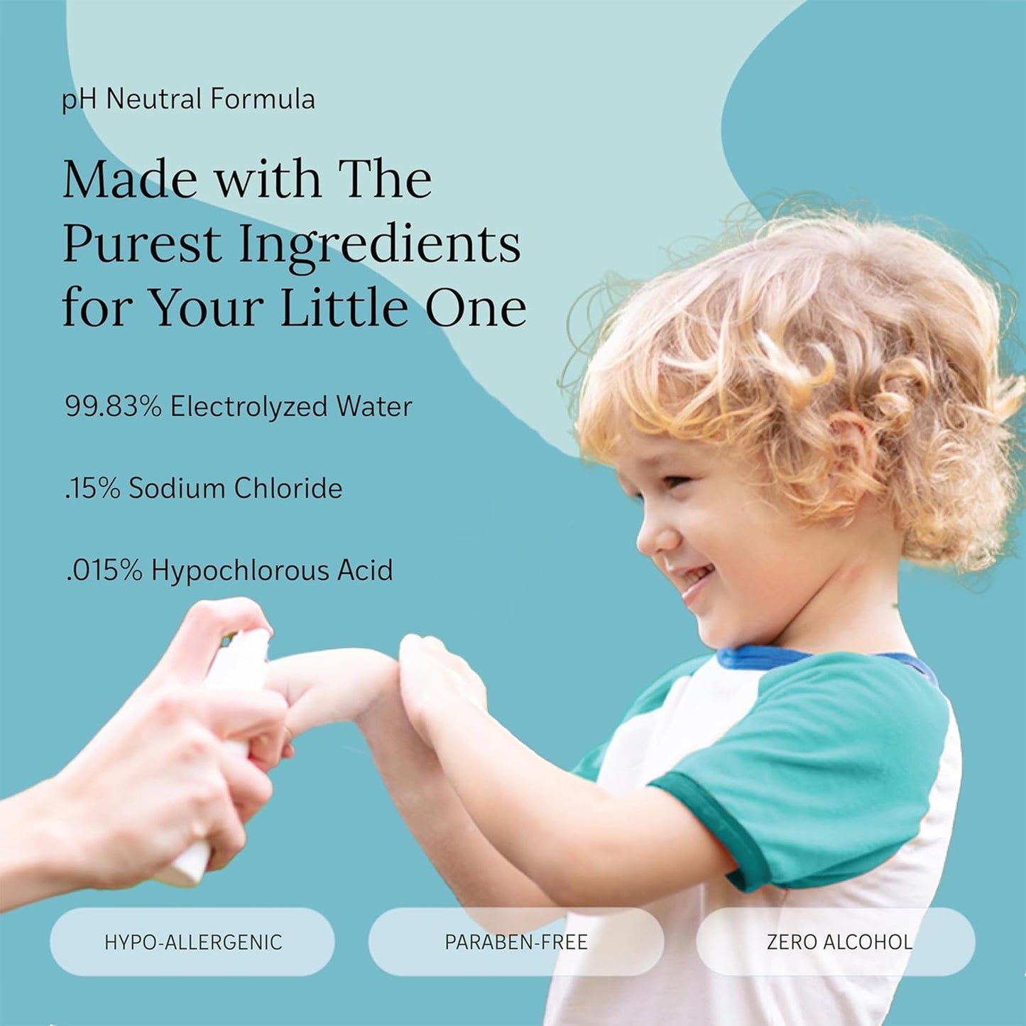 Littley Infant & Toddler Hand Cleanser | Alcohol-Free HOCl Spray for Delicate Skin | Fragrance-Free Formula | Gentle & Convenient Hand Mist | Portable Travel Size | 8 oz