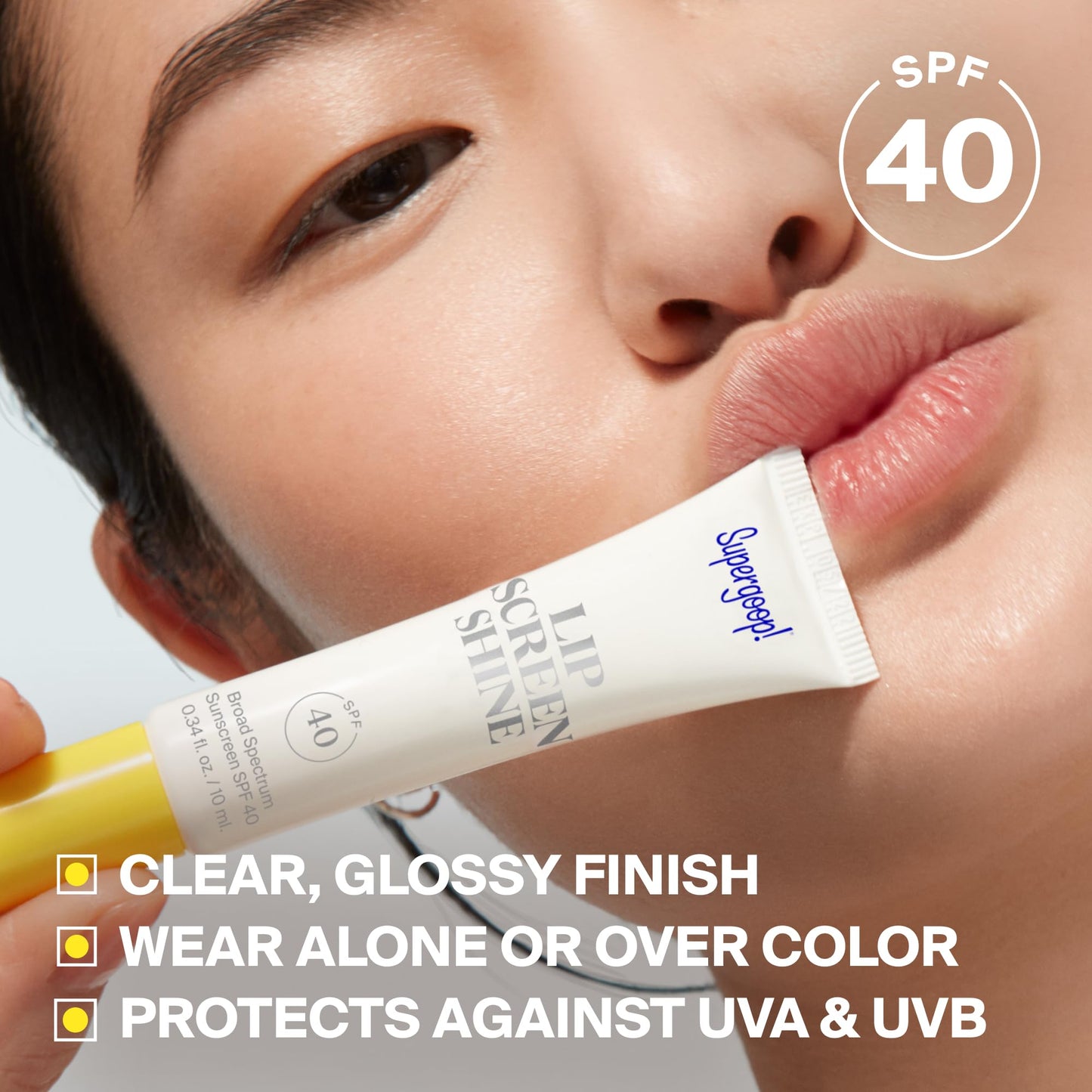 Supergoop! Lipscreen Shine SPF 40, 0.34 fl oz - Clear Lip Gloss - Broad Spectrum SPF Lip Balm with Grape Seed Extract, Sunflower Seed Oil & Kelp Extract - Non-Sticky Formula