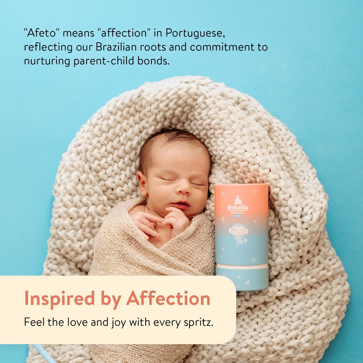 Invuria Afeto Baby Cologne | Alcohol-Free Baby Perfume for Boys & Girls | Gentle Baby Fragrance | Made In USA | Colonia Para Bebés | 3.4 oz | 100 mL