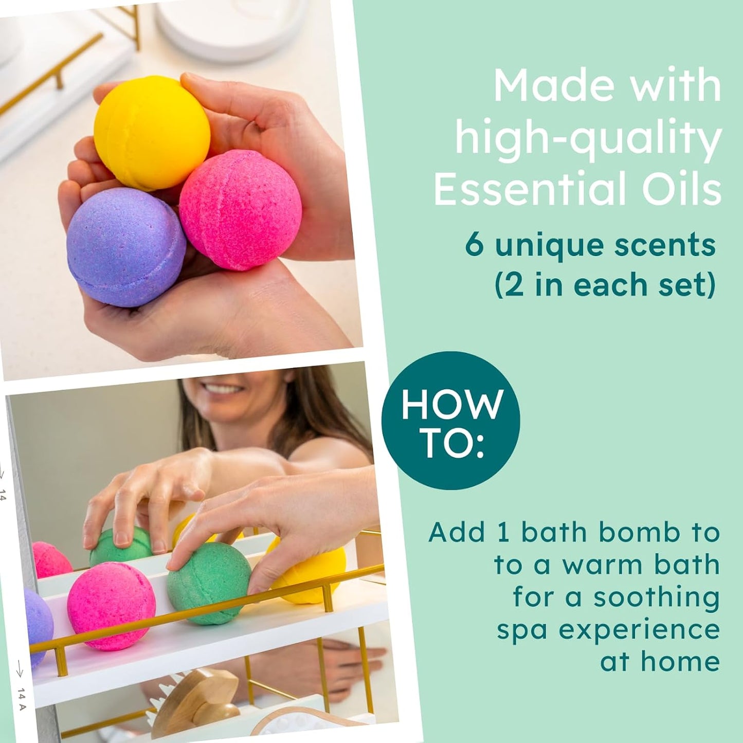 Natural Bath Bomb Gift Set for Women - Organic Essential Oil Bath Bombs for Relaxation | Non-Toxic Spa Gifts