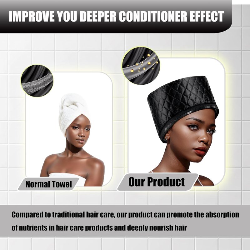 Deep Conditioning Heat Cap - Thermal Steam Hair Treatment for Natural Hair | 10-Level Quick Heating