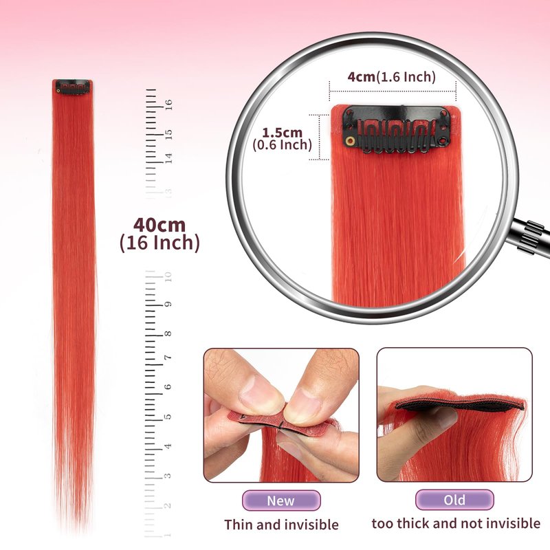 EonLuxe 100% Human Hair Clip-in Underlights - Colored Hair Extensions Highlights Streaks (Pink, Blue, Purple, Green, Silver) - Heat Friendly, Remy Quality, Invisible Clips, Easy to Apply 2Pcs