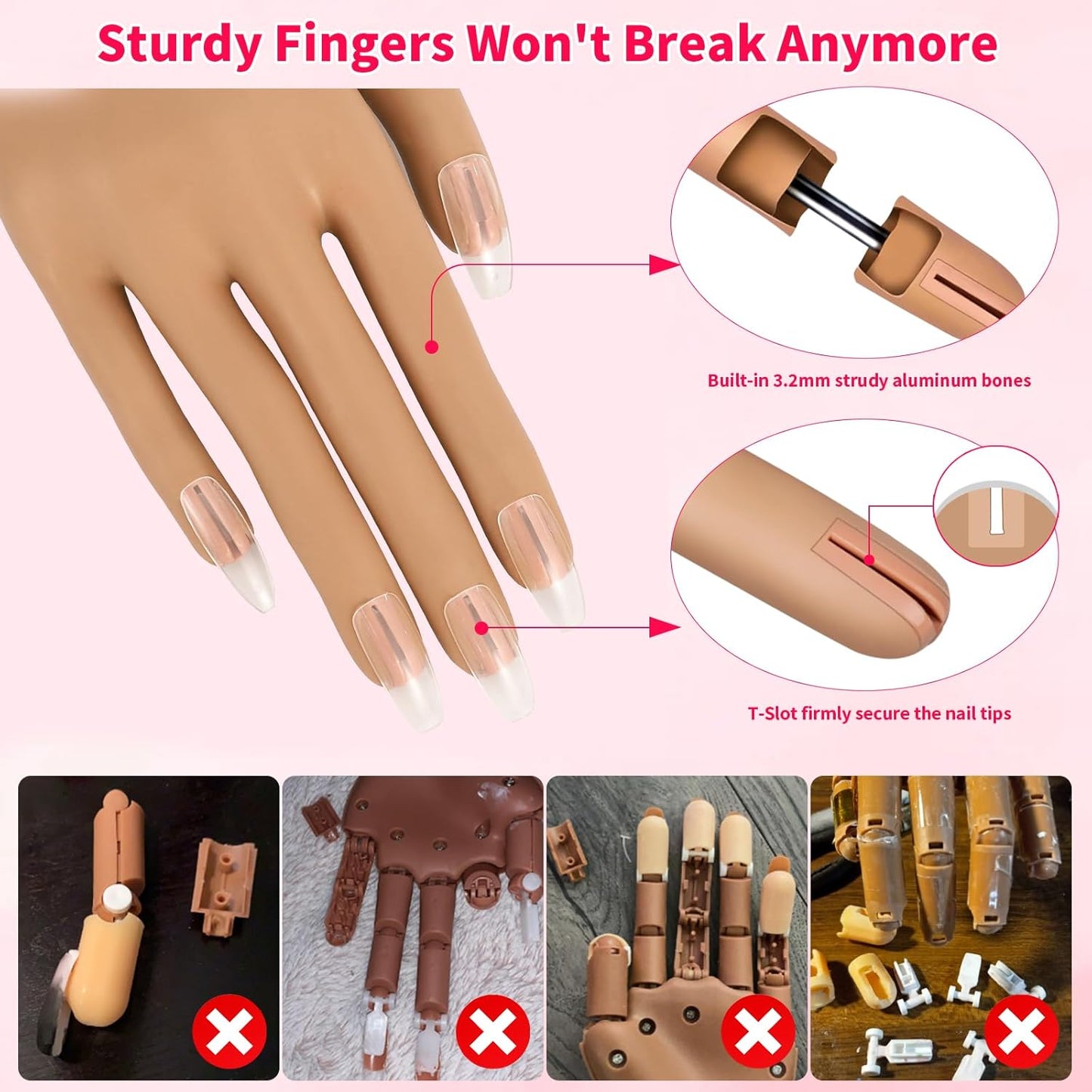 Acrylic Nail Practice Hand - Flexible Fake Mannequin for Training | Ideal for Nail Tips