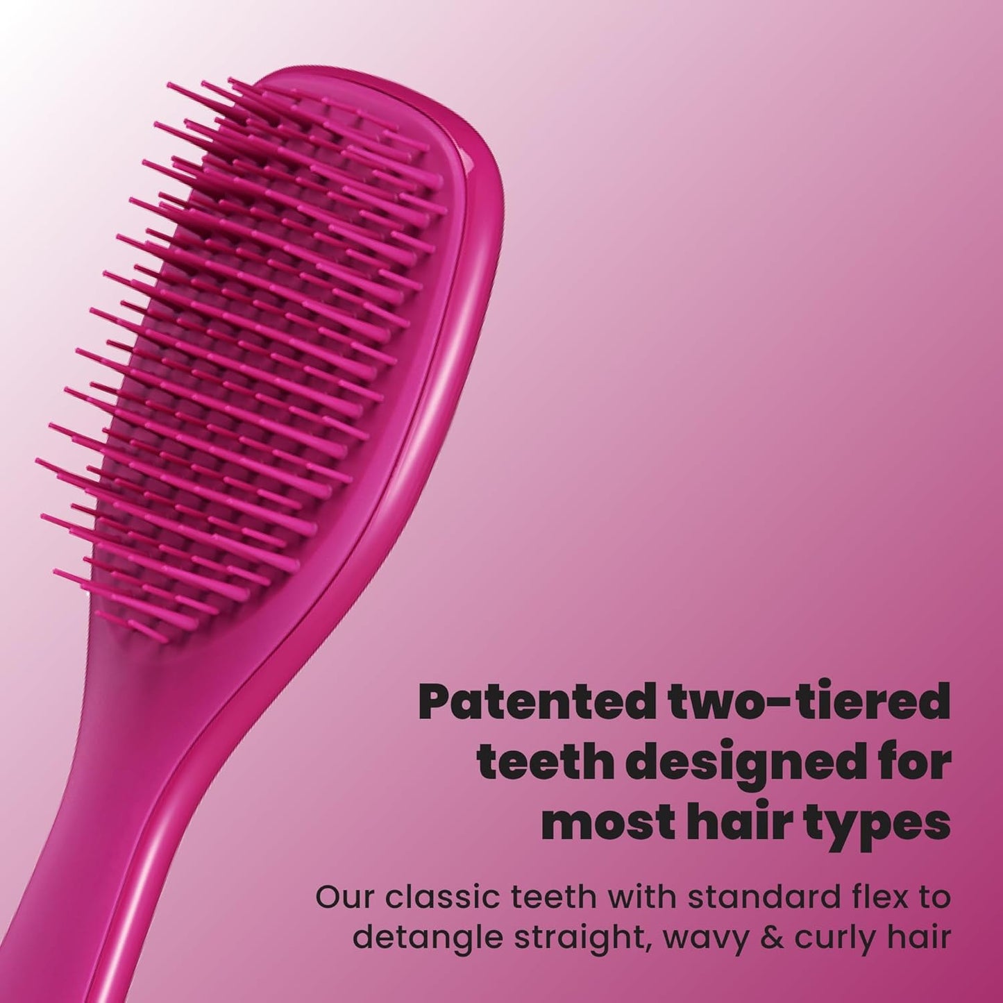Tangle Teezer Ultimate Detangler Brush - Travel-Size Mini Hair Brush for Straight to Wavy Hair | Electric Raspberry