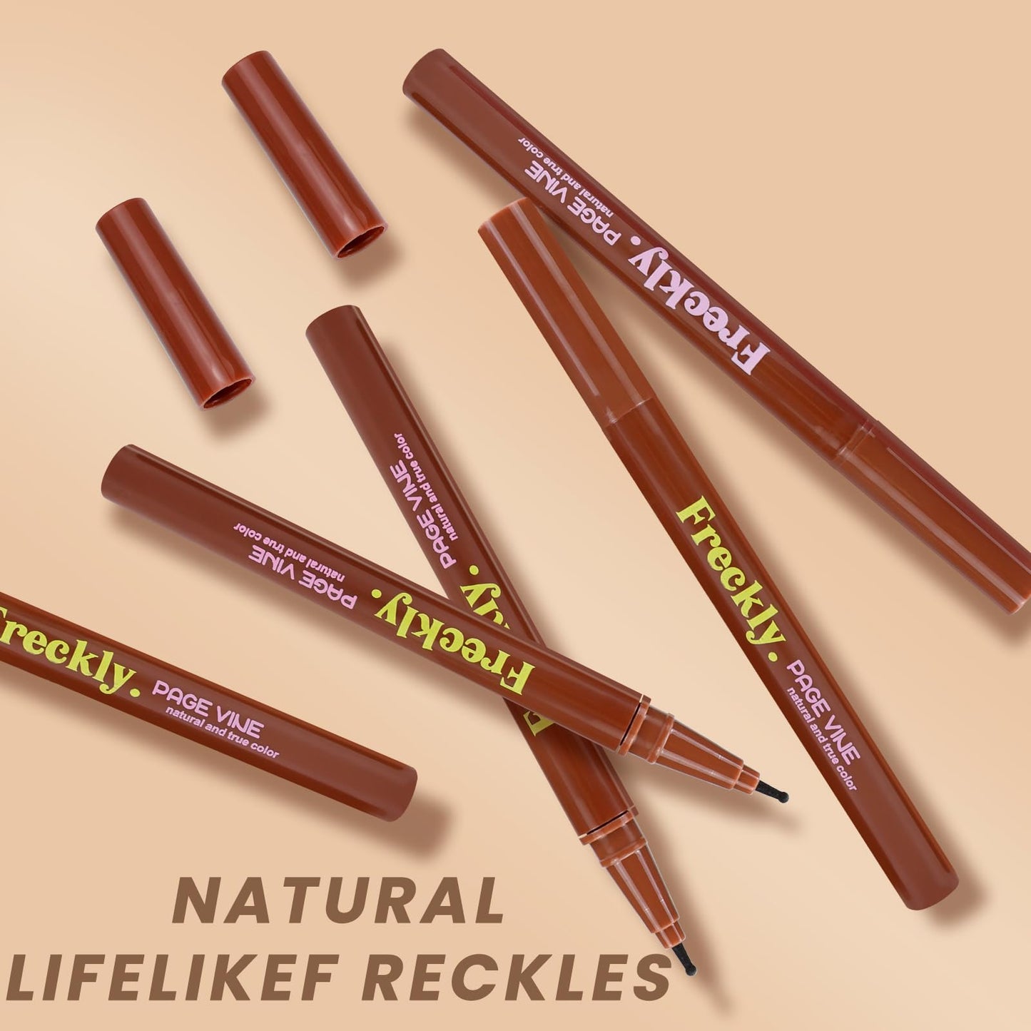 CLLFUU Freckle Pen,2 PCS Faux Freckle Stamp Waterproof,Fake Face Freckles Stain Makeup Long Lasting Quick Dry,Natural Lifelike Soft Dot Freck Pen 2PCS-02 Medium