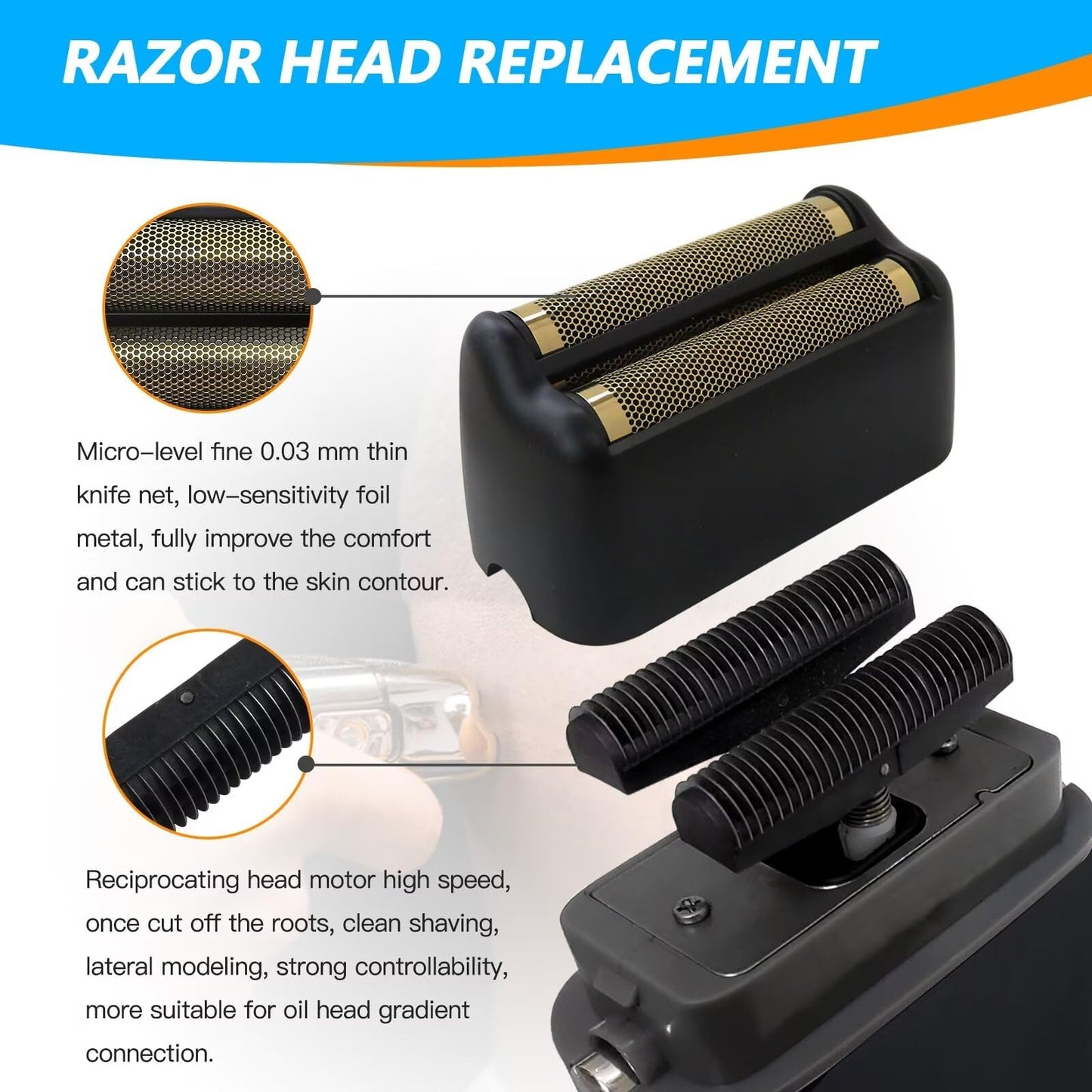 Performance Electric Men Shaver Replacement Foil & Cutters Suitable for BaBy-liss PRO Metal-FX FXFS2 Foil Shaver