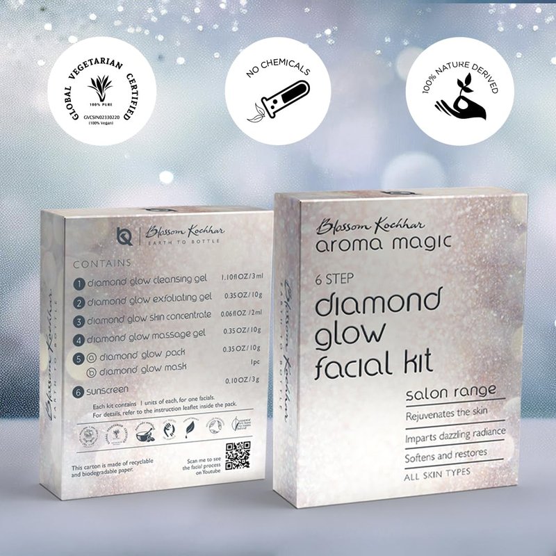 Diamond Glow Facial Kit - 6-Step Rejuvenating Skincare Set | Restores Softness & Radiance for All Skin Types