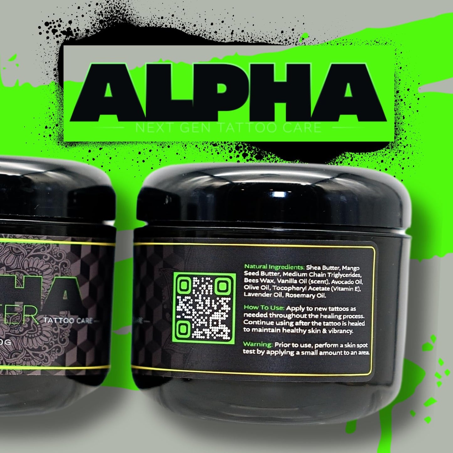 Alpha Butter - Premium Tattoo Aftercare Product - Promotes Faster Healing - Renew and Revitalize Your Tattoos (Two 4oz Tubs)