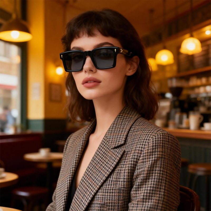 DSVIGF UV400 Square Sunglasses for Men & Women - Rivet Accents & Gray Gradient Lenses - Driving & Outdoor Shades