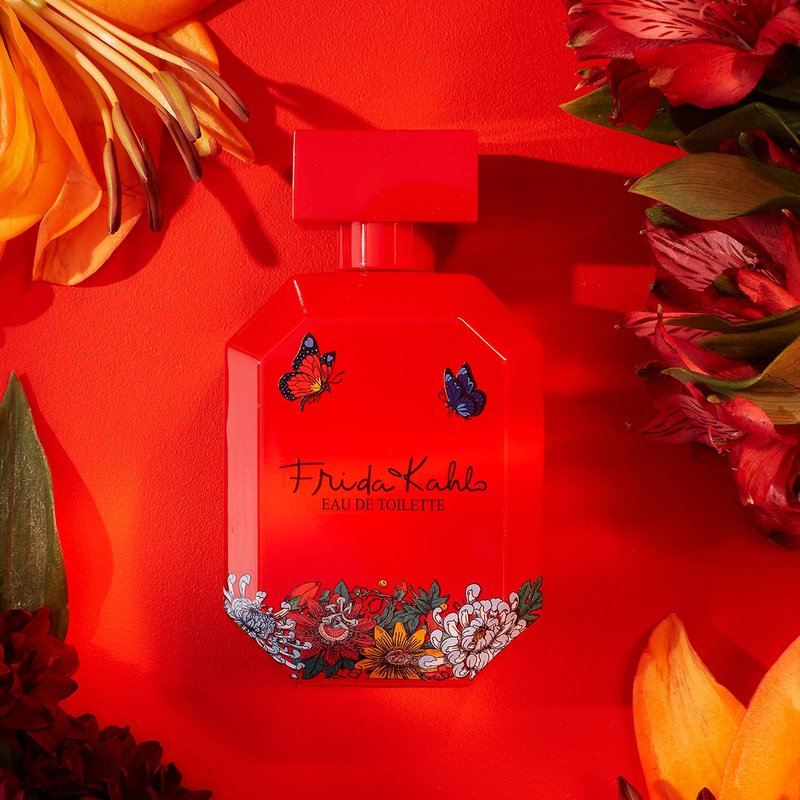 Frida Kahlo Red Eau de Toilette Spray for Women - Warm Floral Scent with Rose & Jasmine | 1.7 oz Lacquered Bottle