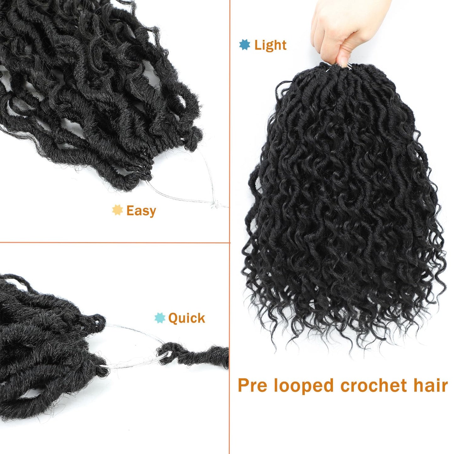 Forevery Goddess Locs Crochet Hair 14 Inch Faux Locs Crochet Hair Pre Looped Crochet Hair for Black Women 6 Packs Crochet Locs with Curly Ends