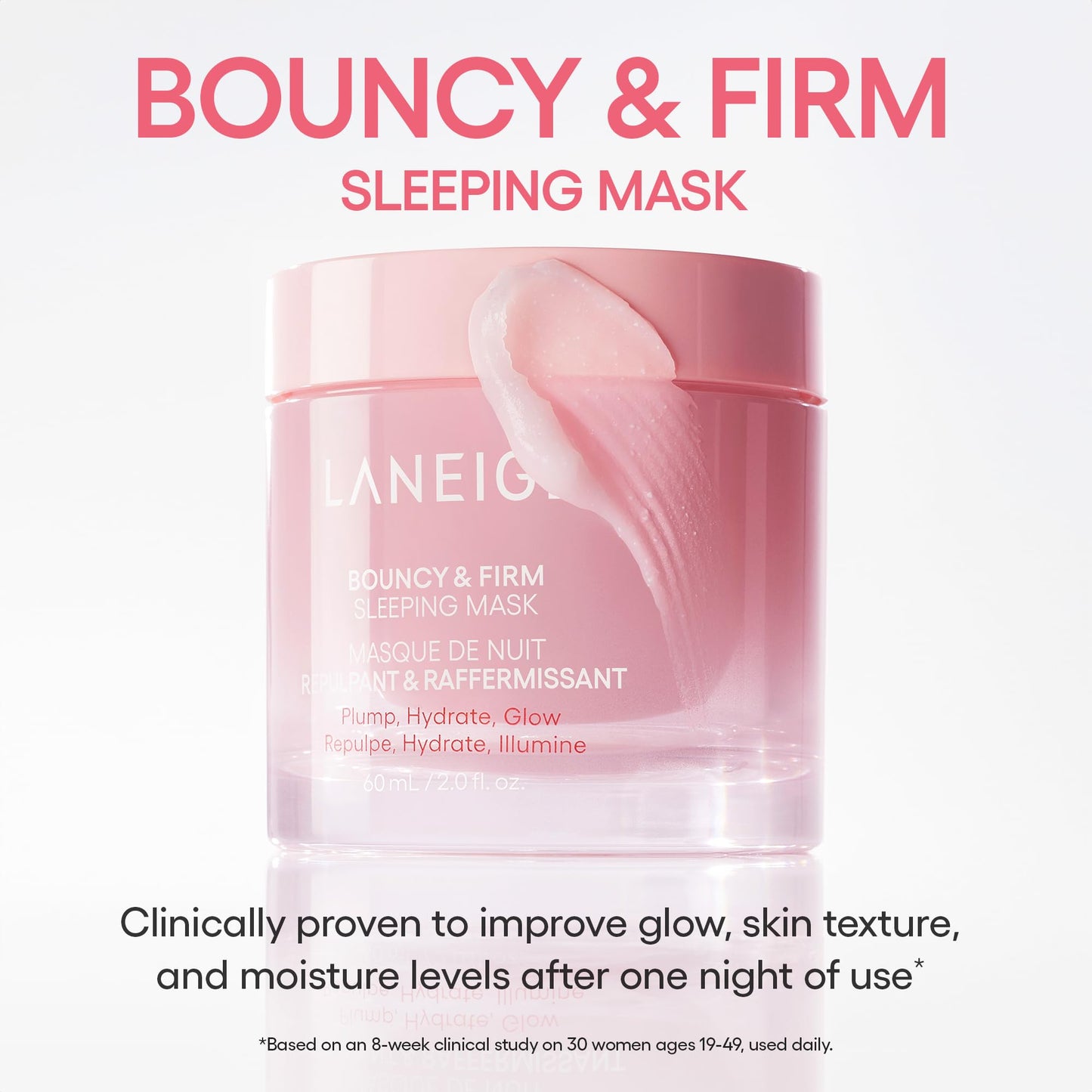 LANEIGE Plump & Hydrate Trio: Bouncy & Firm Travel-Sized Skincare Set with Eye, Face, & Lip Sleeping Masks for Glowing, Firm, & Hydrated Skin