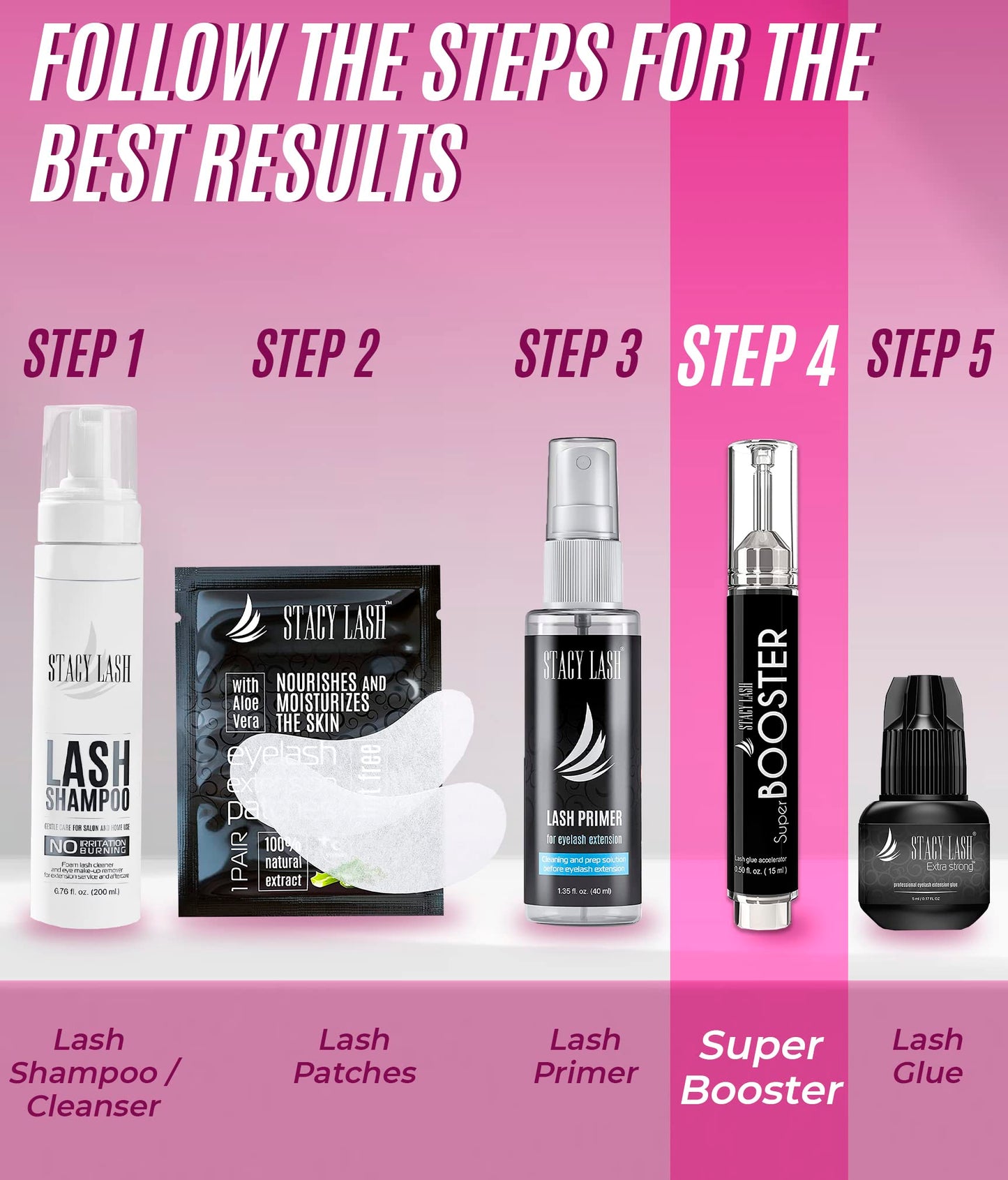 Super Booster 15ml & Extra Bonder 15ml - Stacy Lash/Adhesive Accelerator/Lash Extension Glue Activator/Sealer/Prevents Shock Polymerization/Professional Supplies for Eyelash Extensions