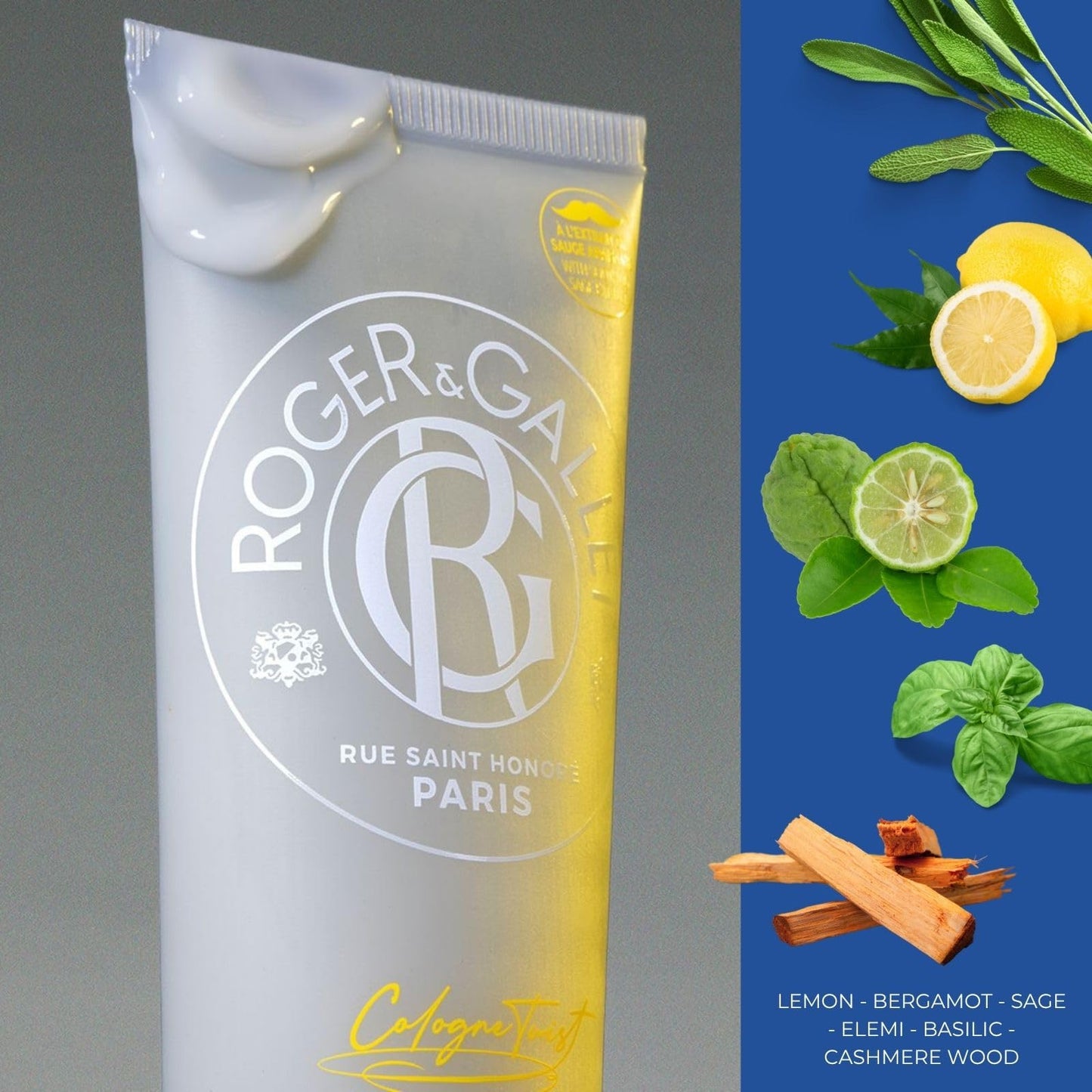 ROGER & GALLET | Cologne Twist After Shave Gel | Fresh Citrus & Aromatic Herbal Scented Aftershave For Men (2.5 oz)