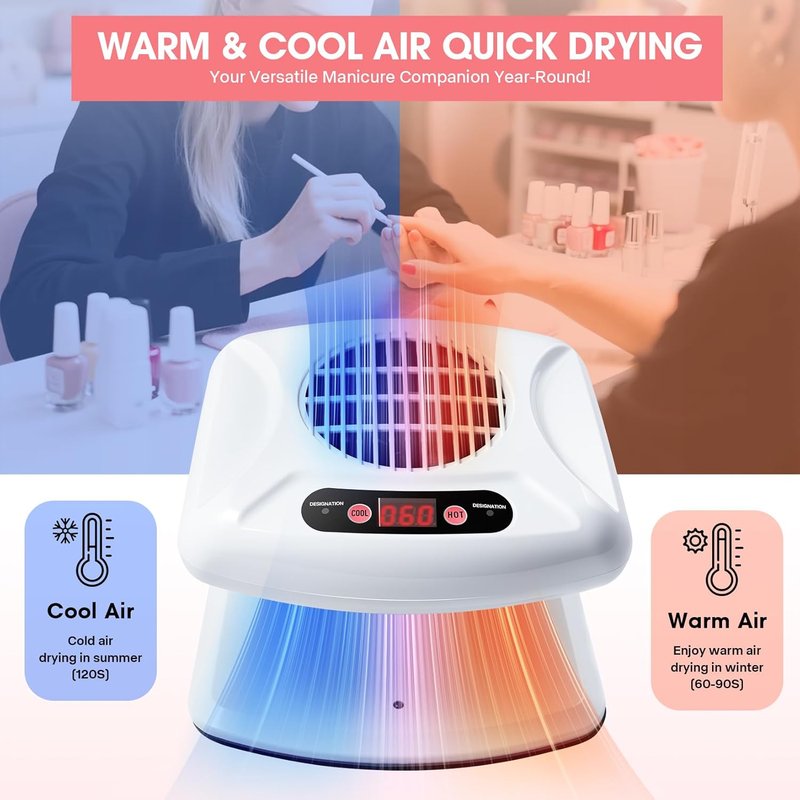 Nail Dryer for Regular Polish - LXIANGN 300W Auto Sensor Air Nail Drying Fan | Professional Manicure Tool (White)