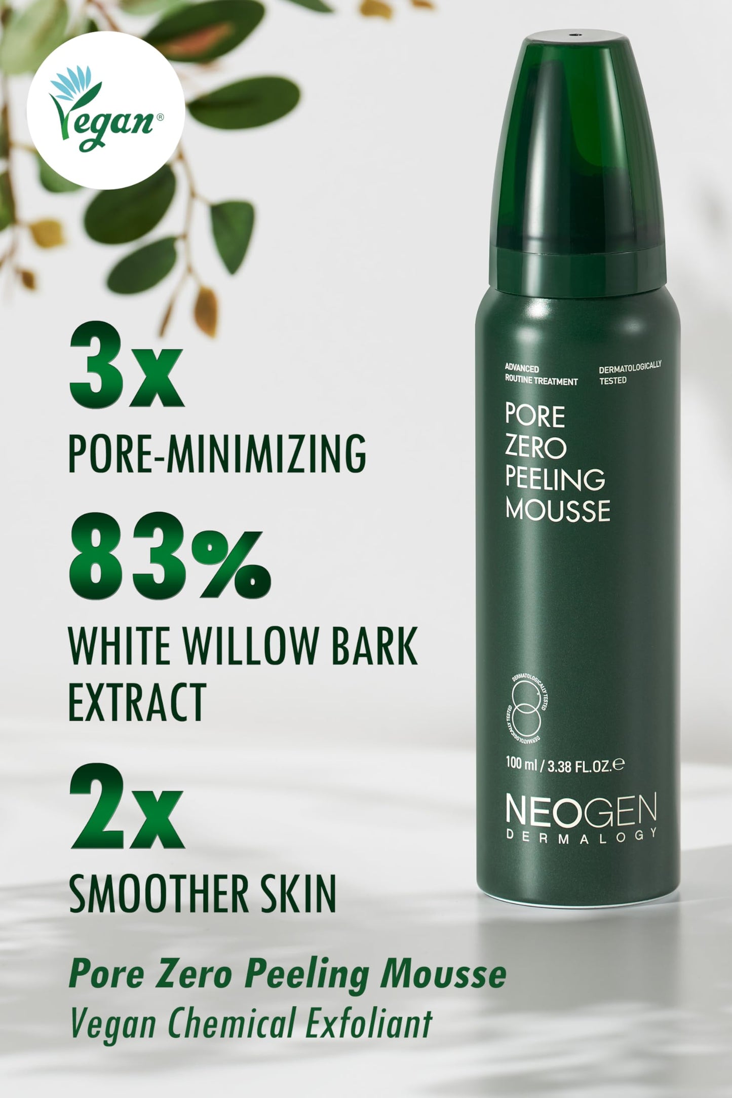 [K-Beauty] Neogen Dermalogy Pore Zero Peeling Mousse | All-in-One Foaming Exfoliating Face Wash Visibly Firming, Tightening & Lifting Skin 3.38 fl oz