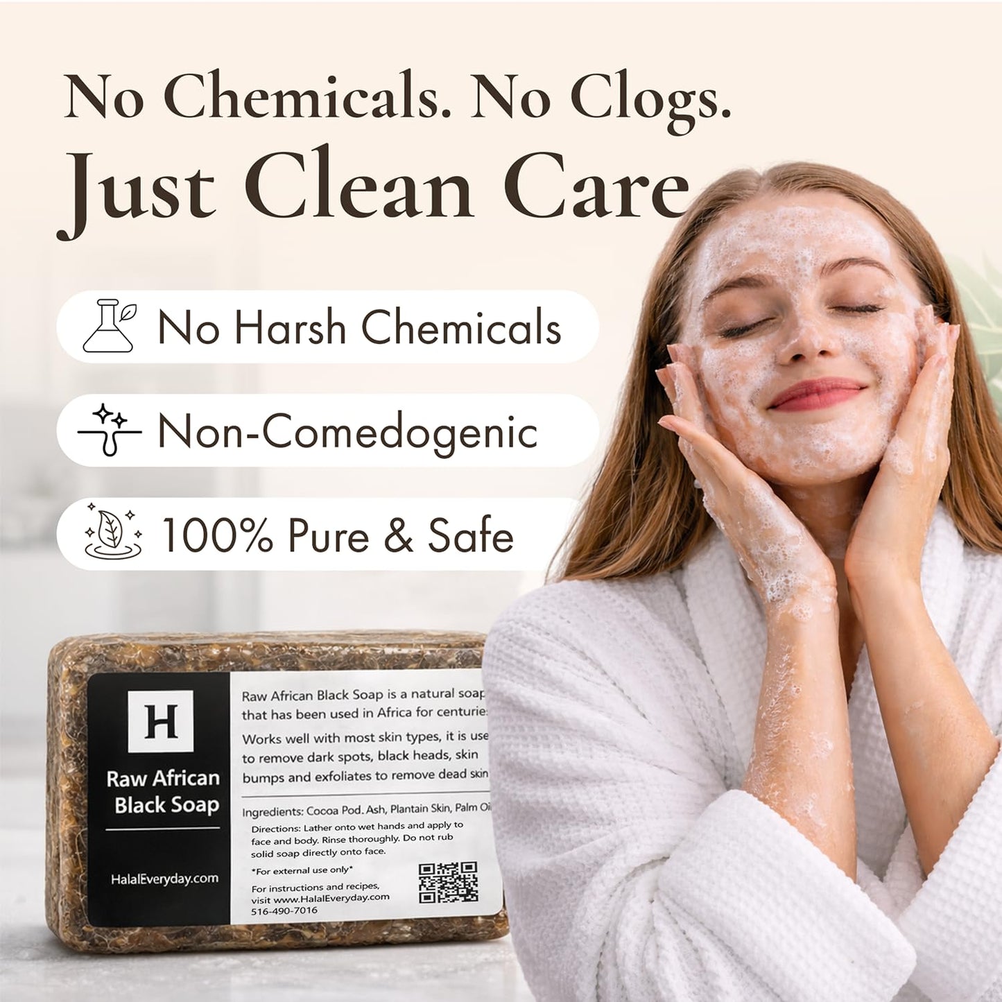 SAAQIN - Raw African Black Soap for All Skin Types, Black Soap Ideal for Acne, Wrinkles, Make-Up Removal, Hair & Body, Natural Glycerin Black African Soap, African Black Soap Bar from Ghana, 5 Lbs