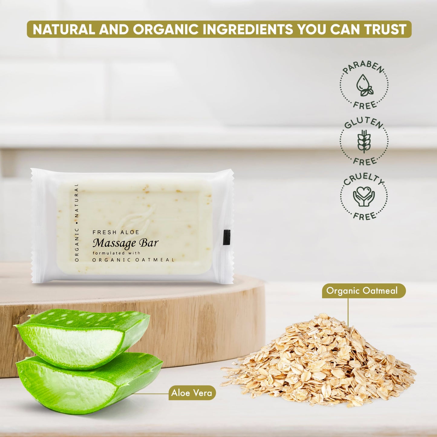 1-Shoppe All-in-Kit Diversified Hospitality Organic Oatmeal Massage Bar Soap, Travel Size Hotel Amenities, 1.75 oz (Case of 100)