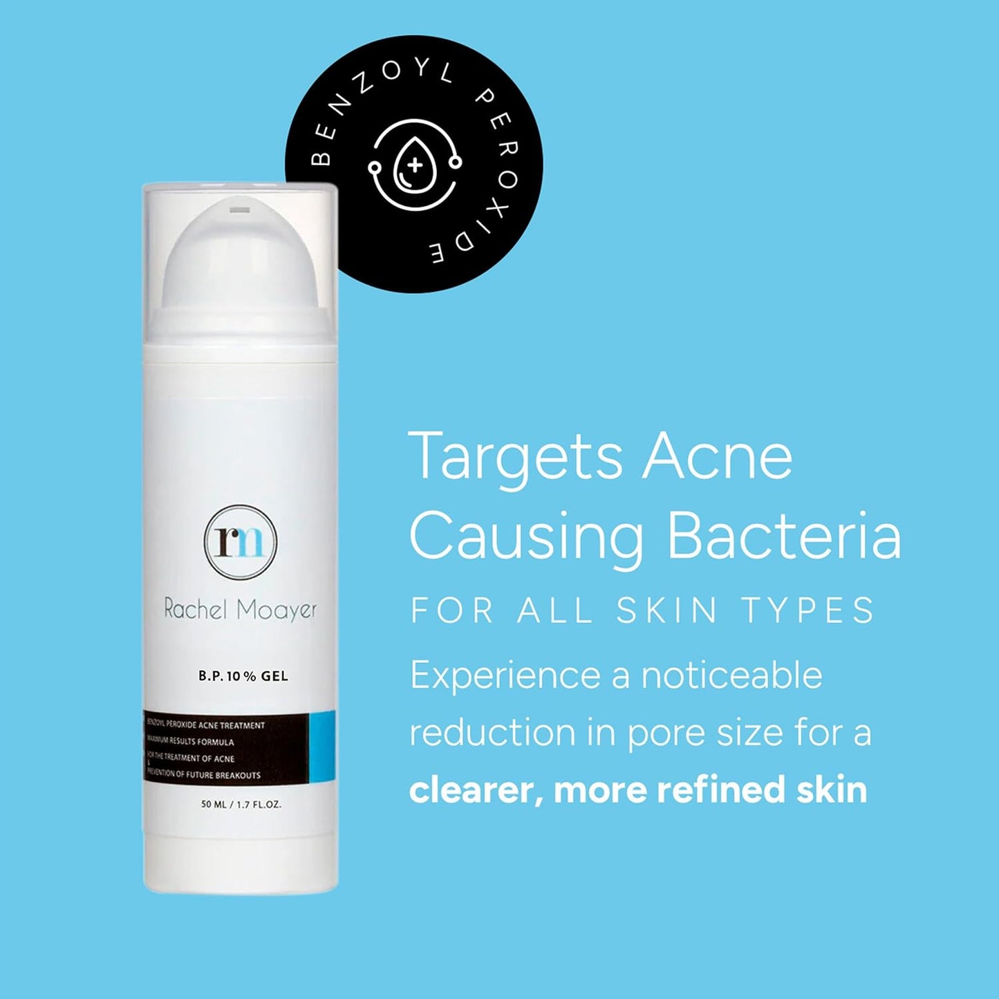 Benzoyl Peroxide Face and Body Gel 10% - Medical Grade Acne Treatment | Micronized Formula