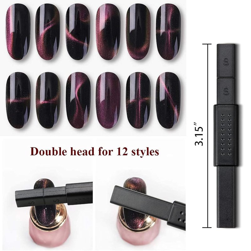 Magnet Nail Art Polish Tool Set - 17 Piece Cat Eye Gel Polish Kit for DIY & Salon Use | 3D Magnetic Tools