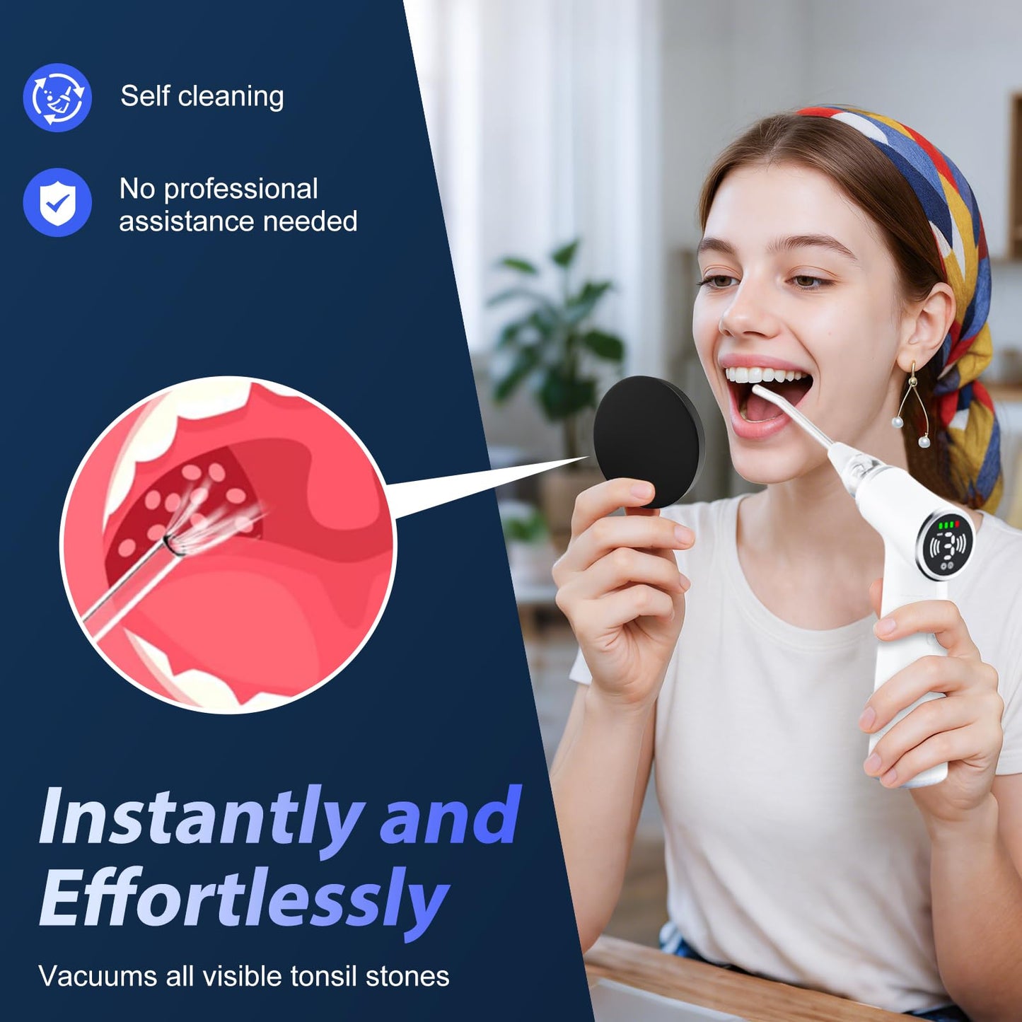Upgraded Electric Tonsil Stone Remover – High-Precision & Painless Cleaning, Food-Grade Material, 6 Suction Levels | Tonsil Stone Removal Kit with LED Light, Oral Protection & 11 Attachments