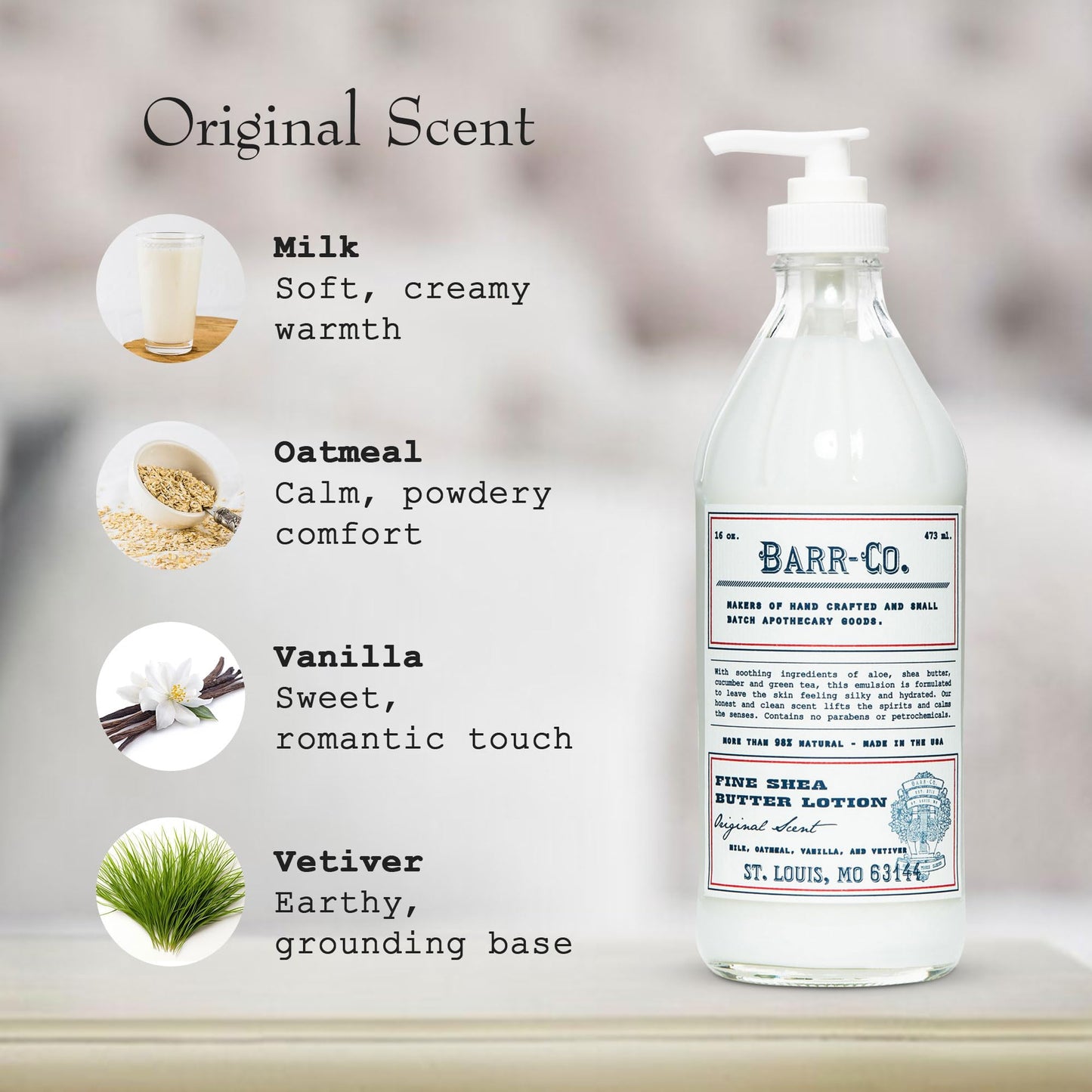 BARR-CO. Original Scent Shea Butter Lotion, 16 fl oz