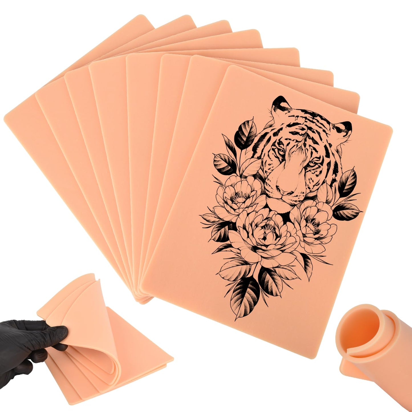 Narkasy 3MM Tattoo Practice skin - 20pcs Double Sides Thick Fake Skin Tattoo Skin for Practicing,Soft Silicone Tattoo Eyebrow Practice Skins for Beginner & Experienced Tattoo Artist…