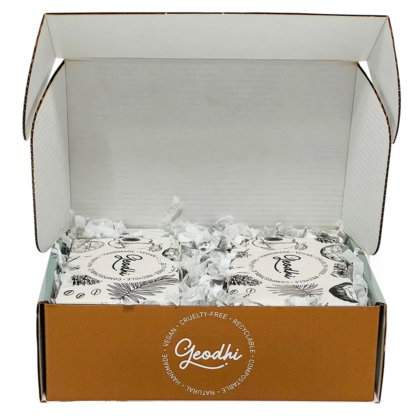 Geodhi, Handmade Vegan Cold Process Soap with Premium Essential Oils, Great for Acne, and Dry Skin - Set of 4 Both Women and Men Soap Bar-. (Coconut)