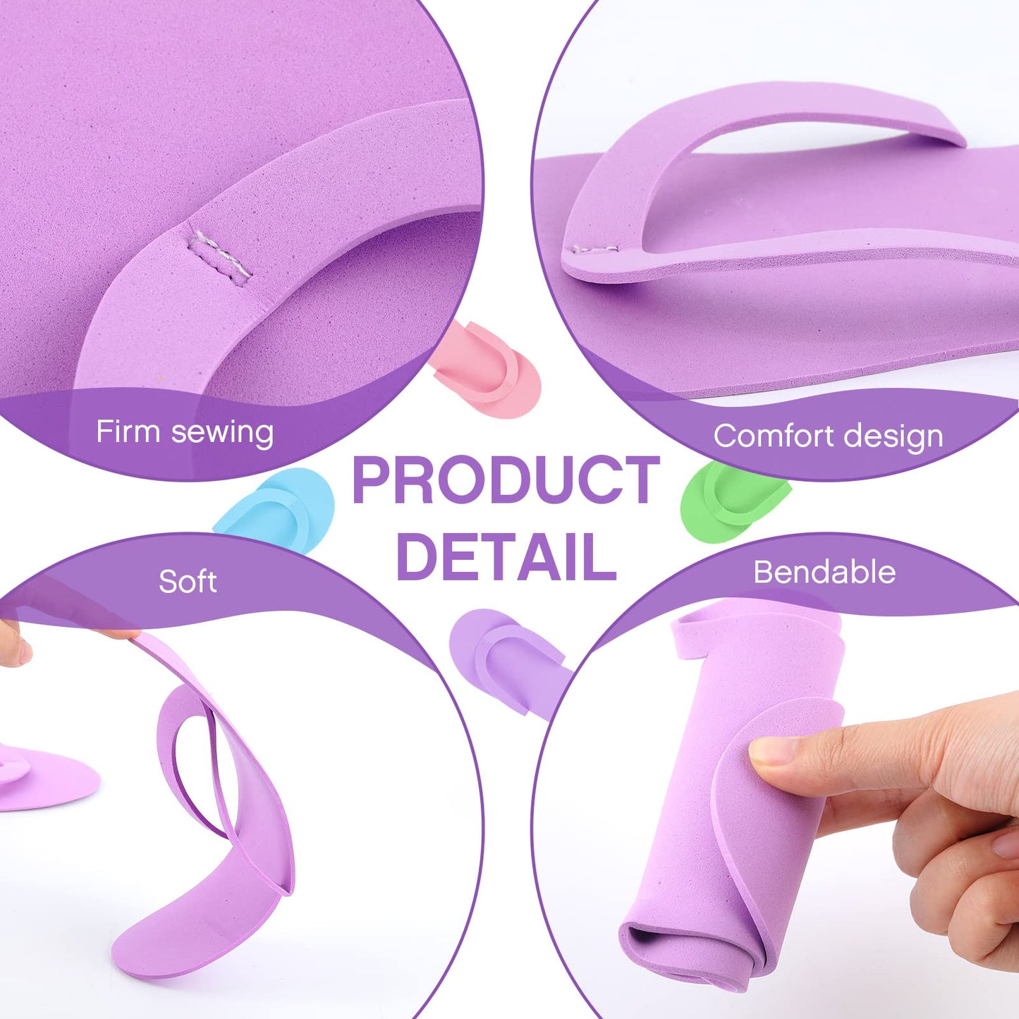 Geyoga 48 Pairs Disposable Pedicure Slippers Foam Disposable Spa Flip Flops Pedicure Shoes for Women Salon Nail Spa (Colorful)