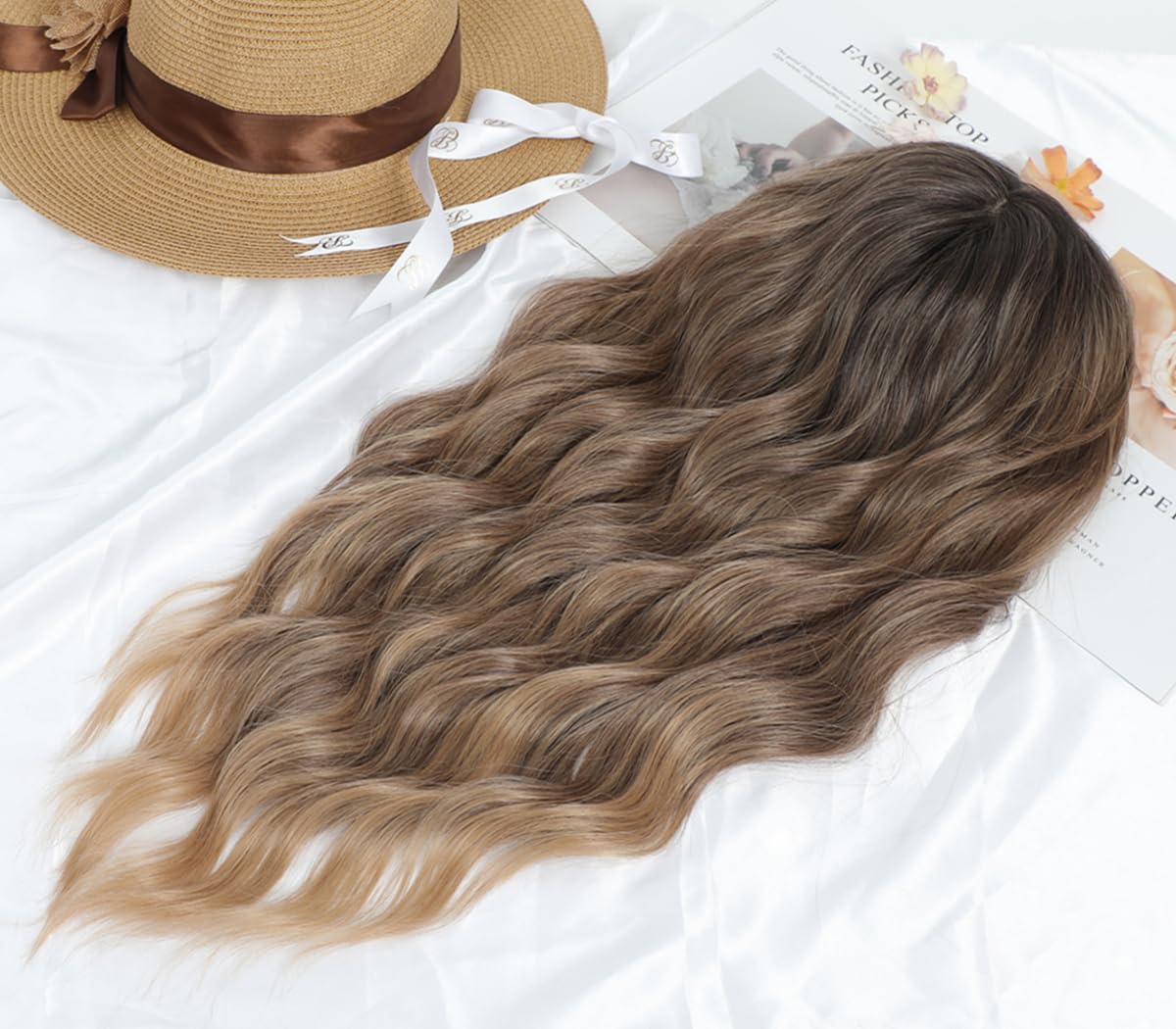 gulagula 20" Wavy Hair Topper 6.5"x6.5" Base Size Hair Toppers for Women Synthetic Hairpieces for Women with Thinning hair Wavy Clip In