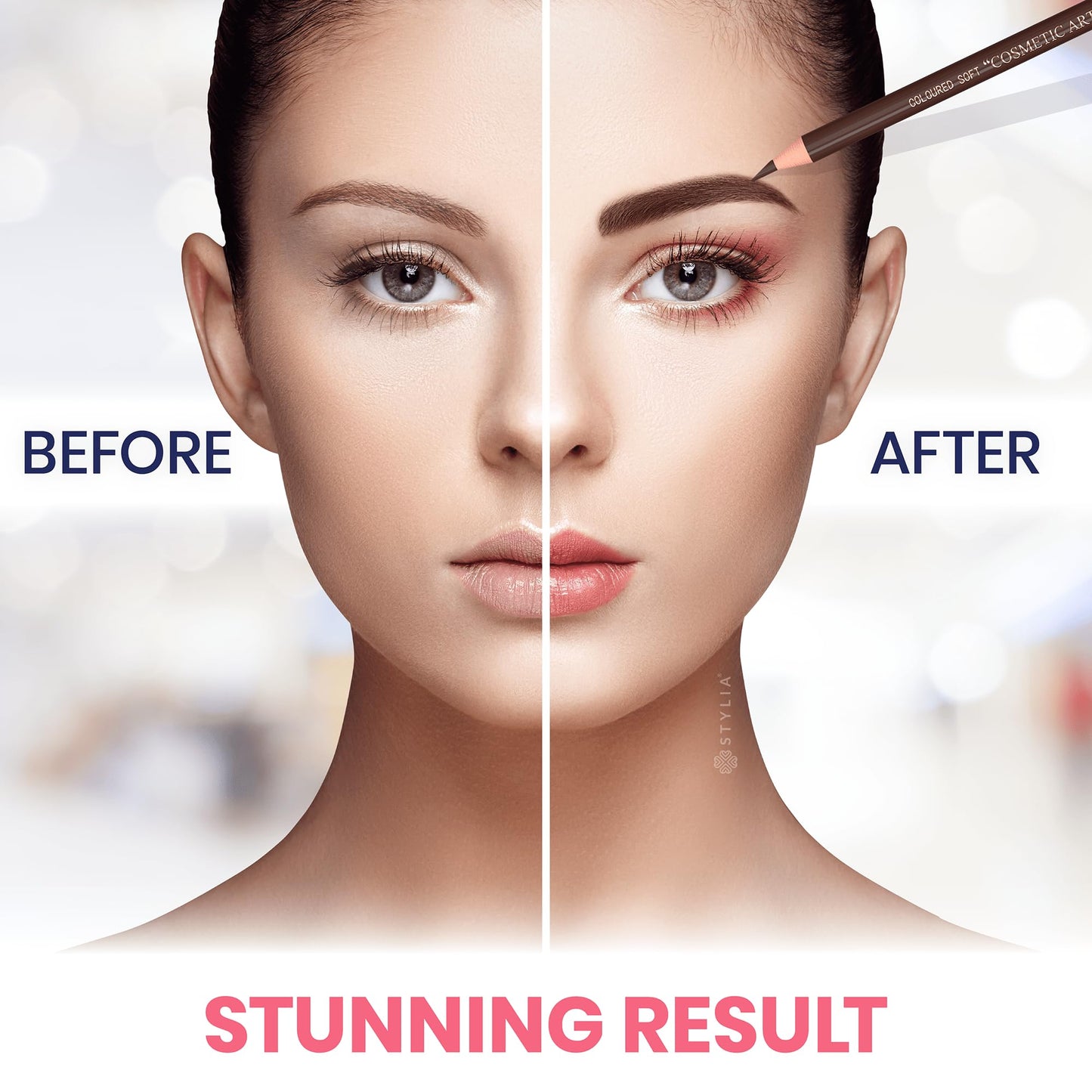 Stylia Waterproof Eyebrow Pencils For Women – Long-Lasting Microblading Supplies Brow Pencil, Perfect for Eyebrow Shaper, Filling & Defining Natural-Looking Brow - (12PC in 5 Colors)
