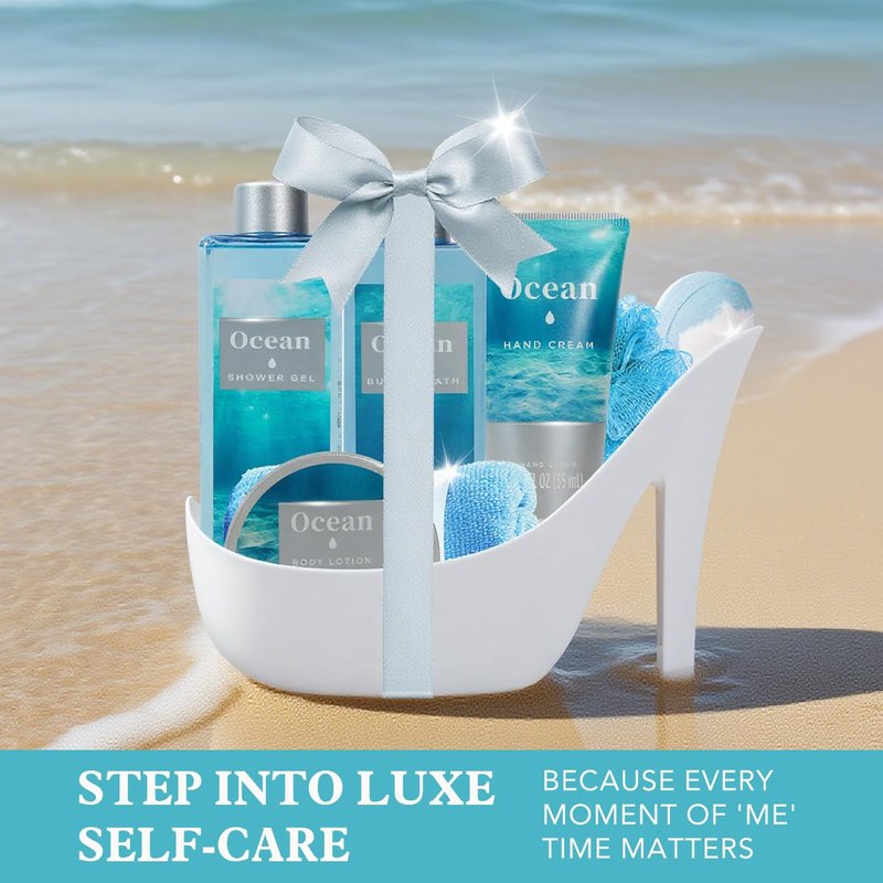 Spa Luxetique Gifts for Women High Heel Gift Set for Women 8pcs Ocean Breeze Spa Gift for Womens Birthday Gift for Womens Wife Girlfriend Coworker Nurse
