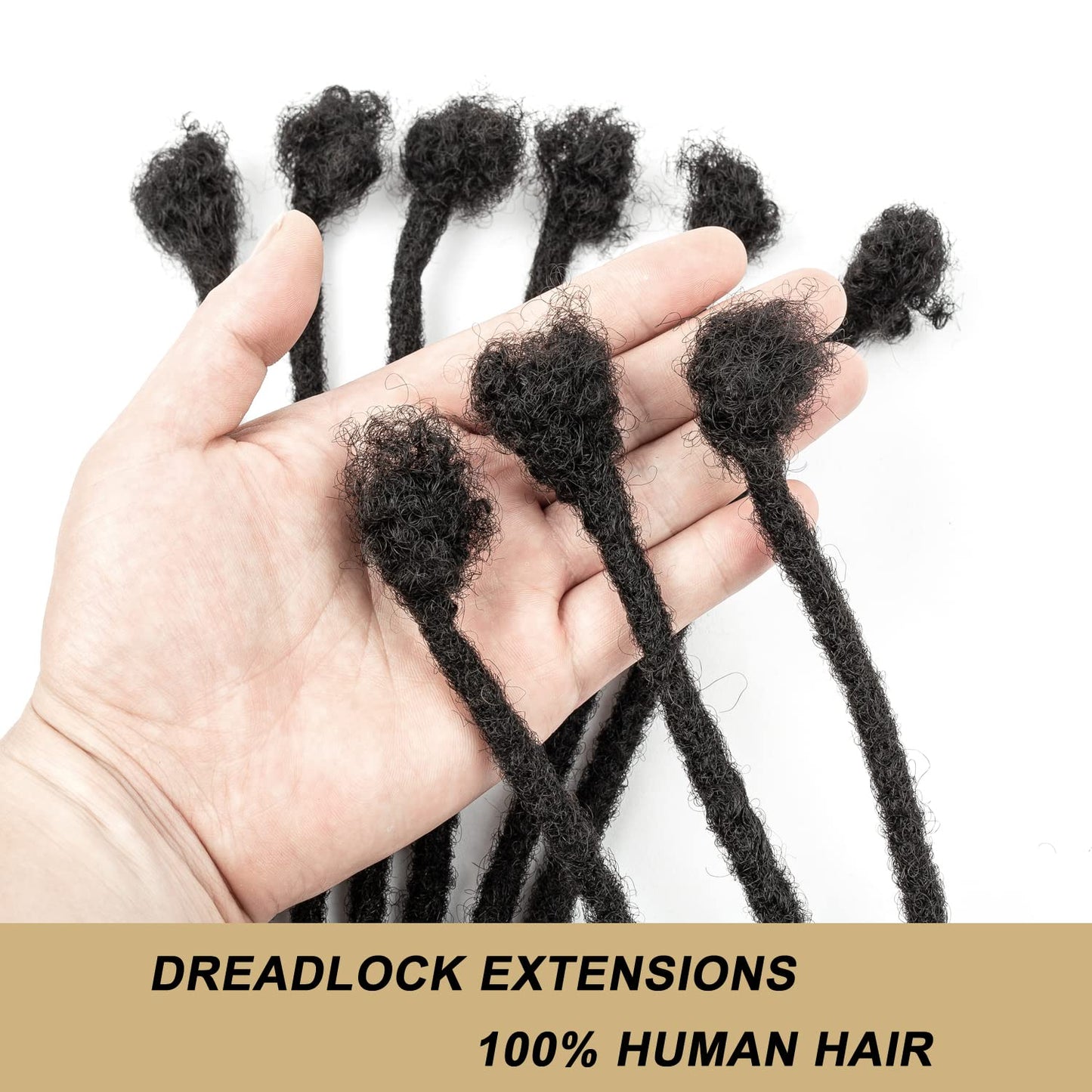Real Human Hair Dreadlock Extensions - 8 Inch, 0.6cm Thickness | 20 Strands in Natural Black