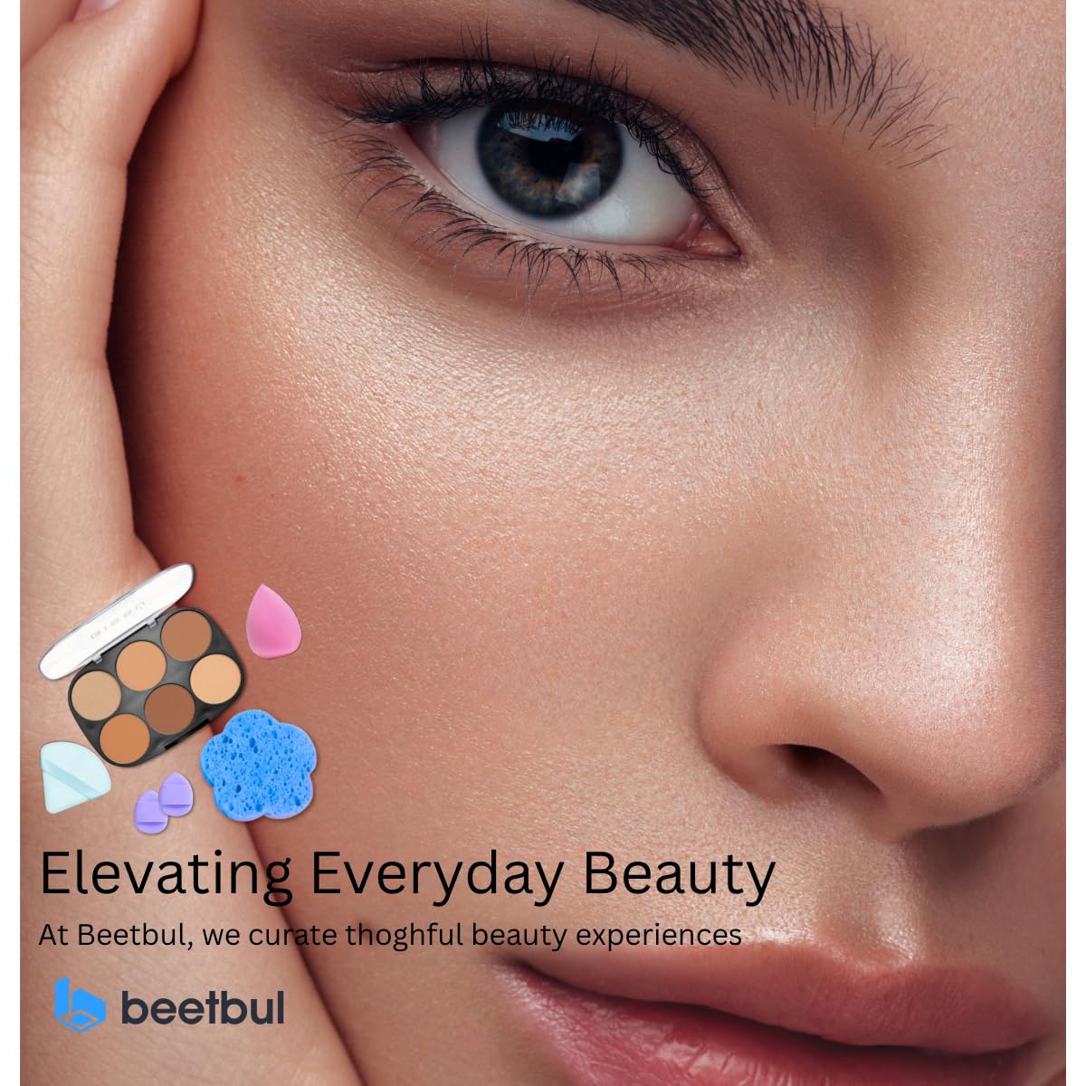 Makeup Kit Bissú Contour Palette + Velvet Puff + 2 Finger Puffs + Makeup Sponge + Exfoliating Sponge (3 Styles) (03 Bronzed to Dark)