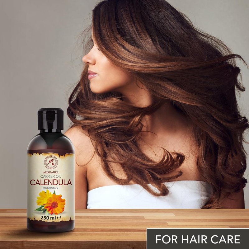 Calendula Oil 8.5 Fl Oz (250ml) - Calendula Officinalis Flower Extract – Infused - Almond Oil Base - 100% Pure & Natural - Marigold Oil – Benefits for Skin, Nails, Hair, Face, Body